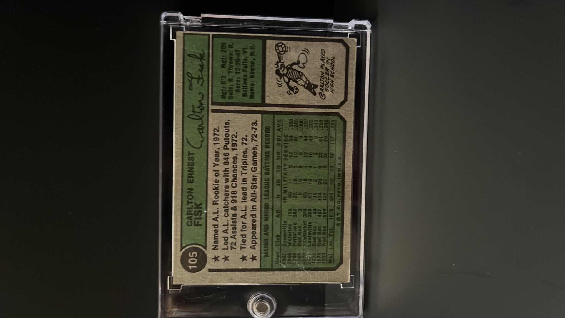 Photo 1 of 1974 CARLTON FISK TOPPS CARD #105