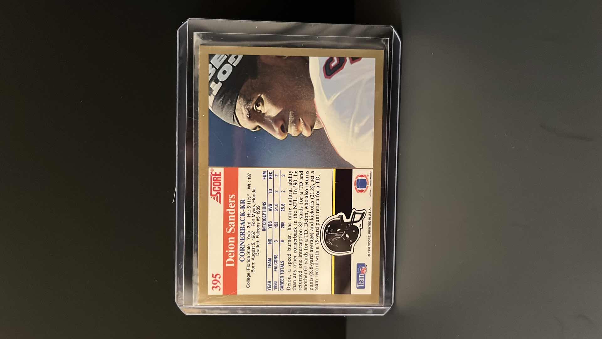 Photo 1 of 1991 SCORE FOOTBALL CARD DEION SANDERS FALCONS  #395