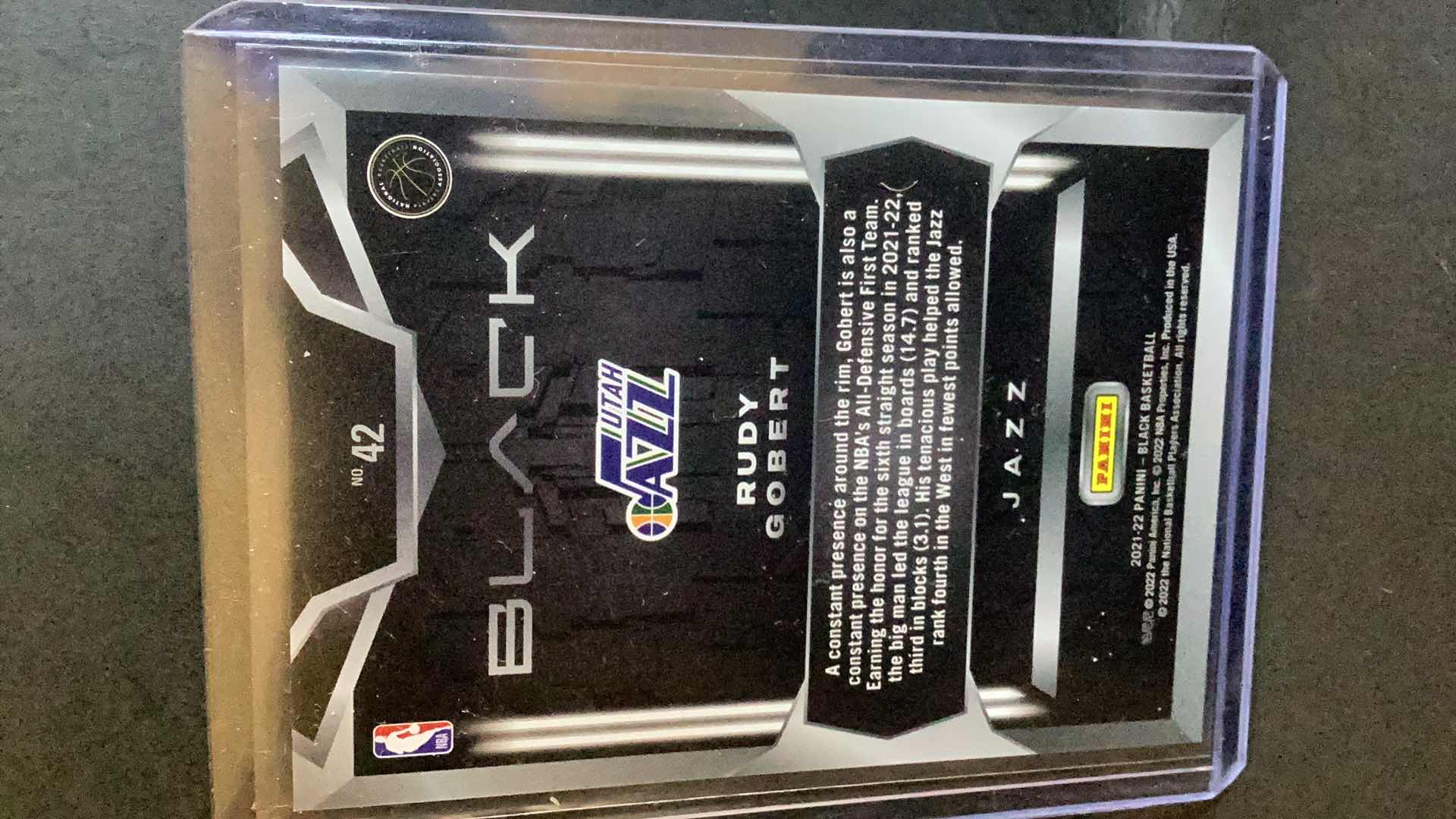 Photo 1 of 2021 PANINI BLACK RUDY GOBERT # 94/149 CARD #42