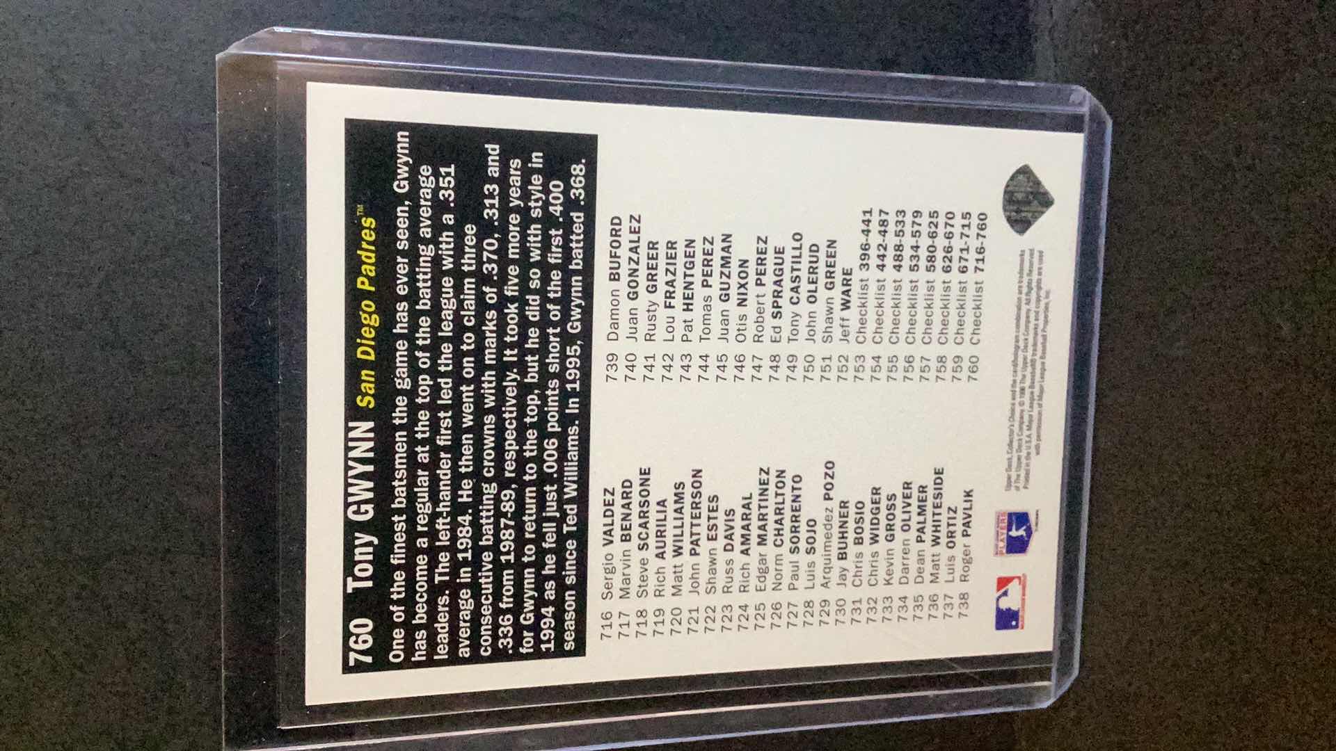 Photo 1 of 1996 TONY GWYNN CHECKLIST #760