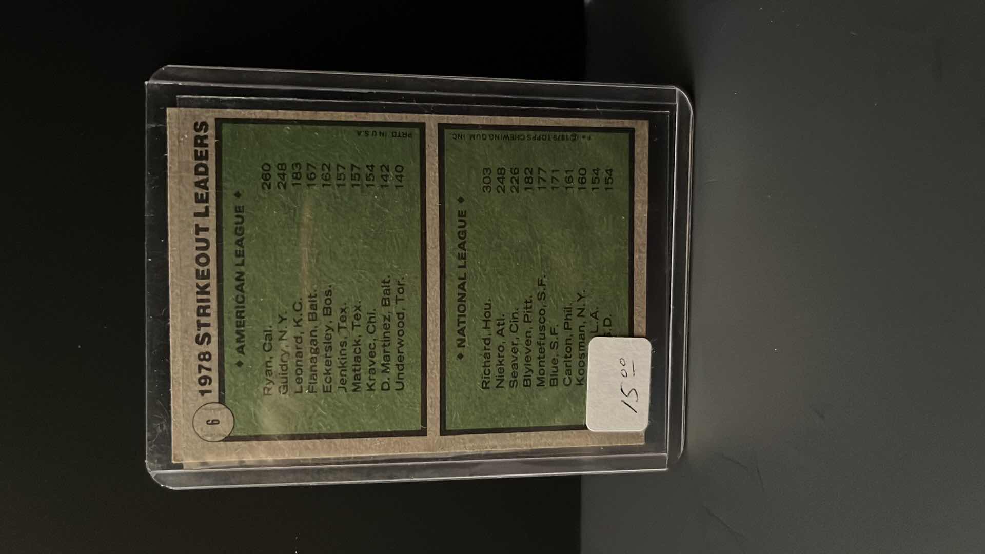 Photo 1 of 1978  NOLAN RYAN & J.R. RICHARDSTRIKEOUT LEADERS CARD #6