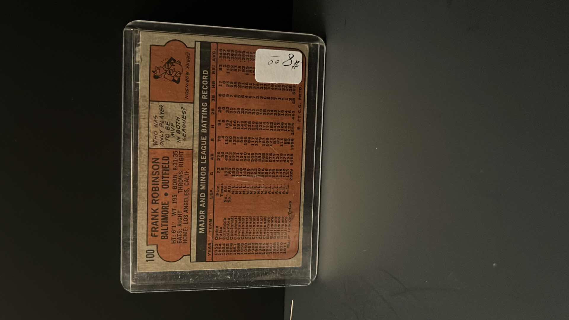 Photo 1 of 1972 FRANK ROBINSON TOPPS CARD #100