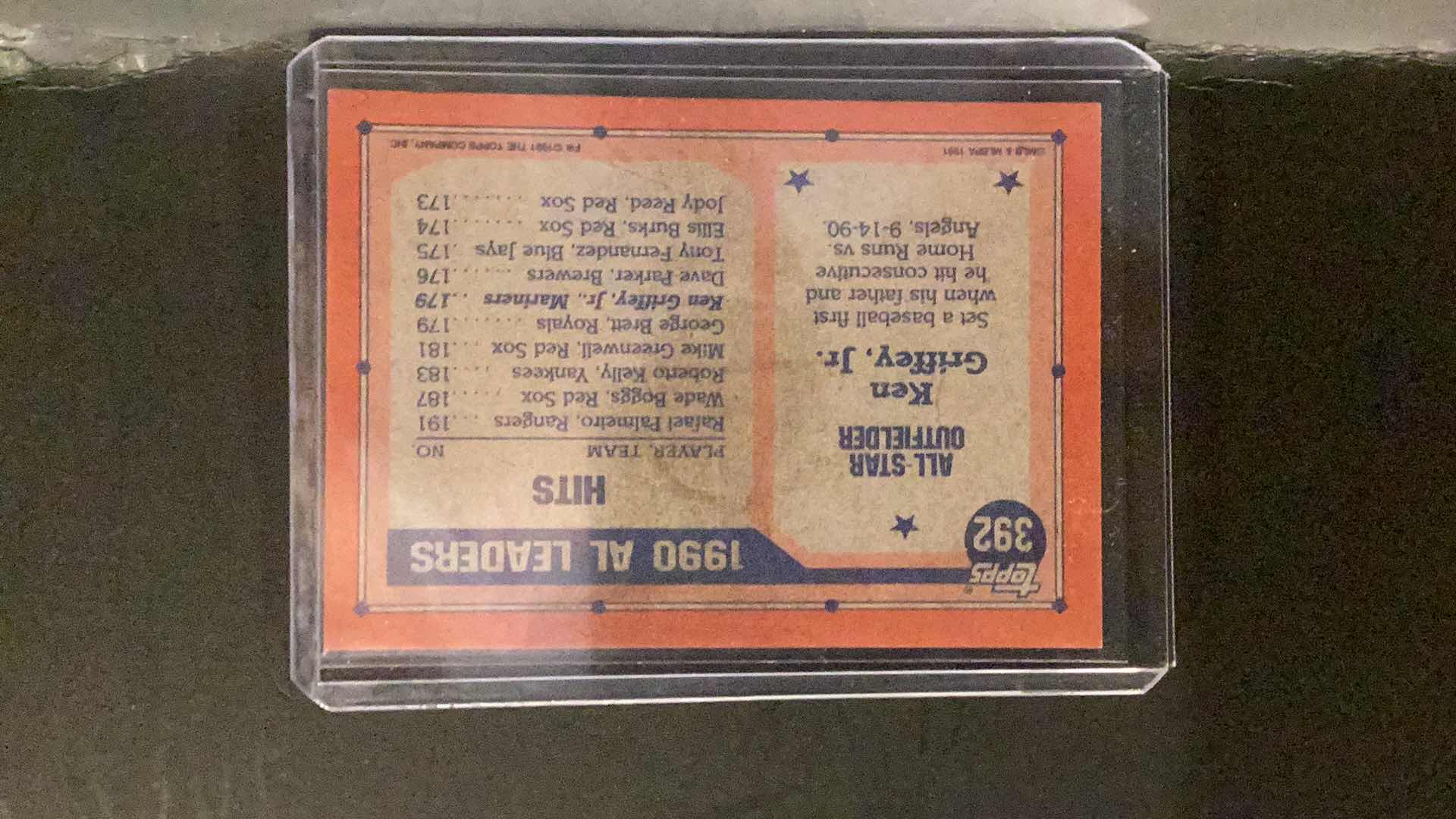 Photo 1 of 1991 KEN GRIFFEY JR. ALL-STAR LEADERS #392