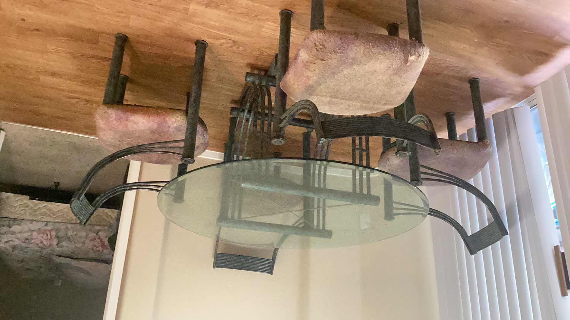 Photo 1 of GREEK INSPIRED DINING TABLE WITH 4 UPHOLSTERED CHAIRS