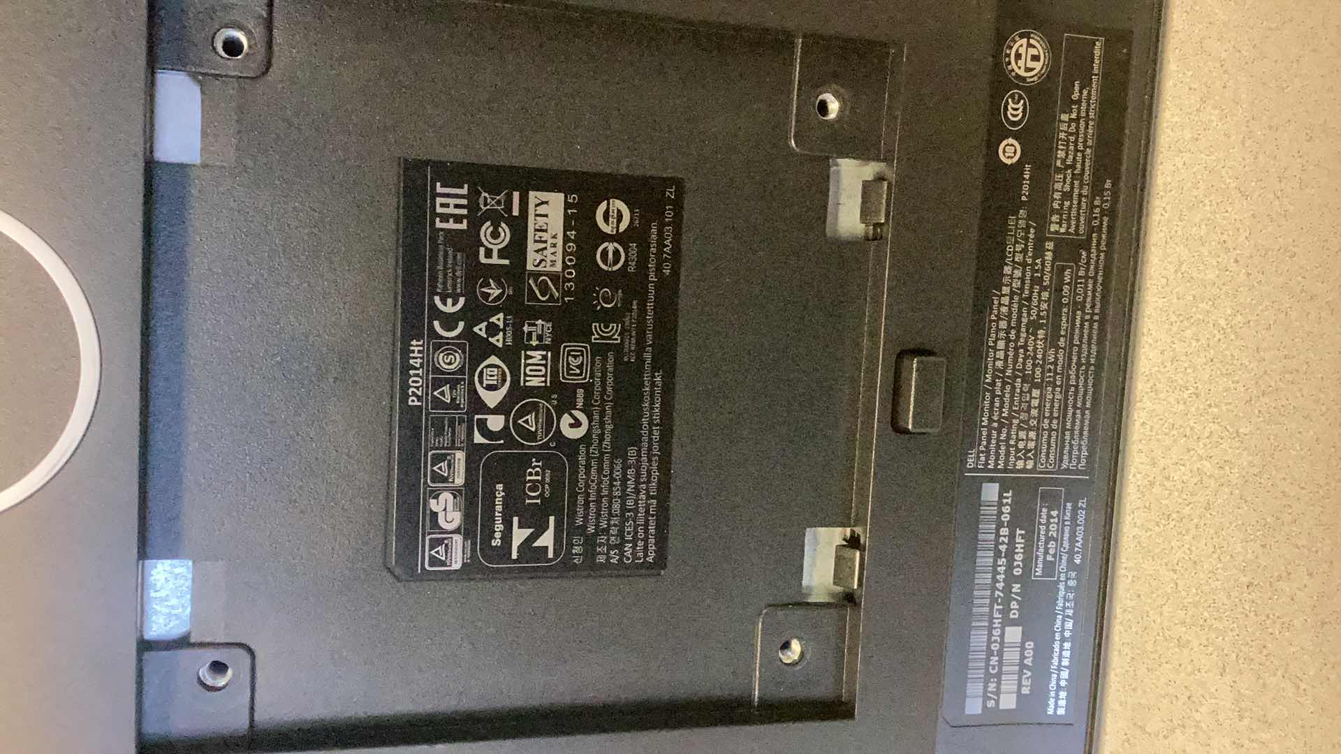 Photo 2 of DELL COMPUTER MONITOR NO STAND P2014HT