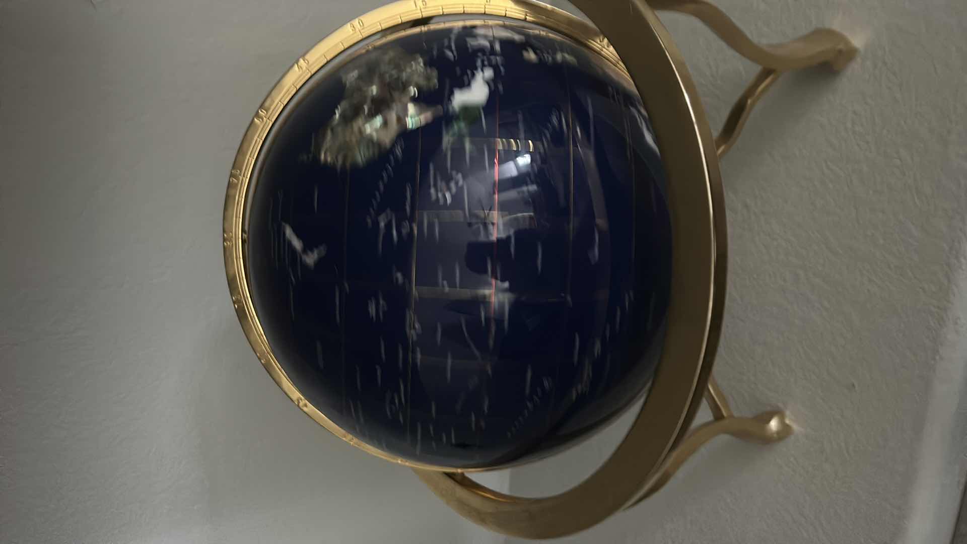 Photo 1 of SEMI PRECIOUS INLAID GLOBES ON BRASS STAND 18” x 20”