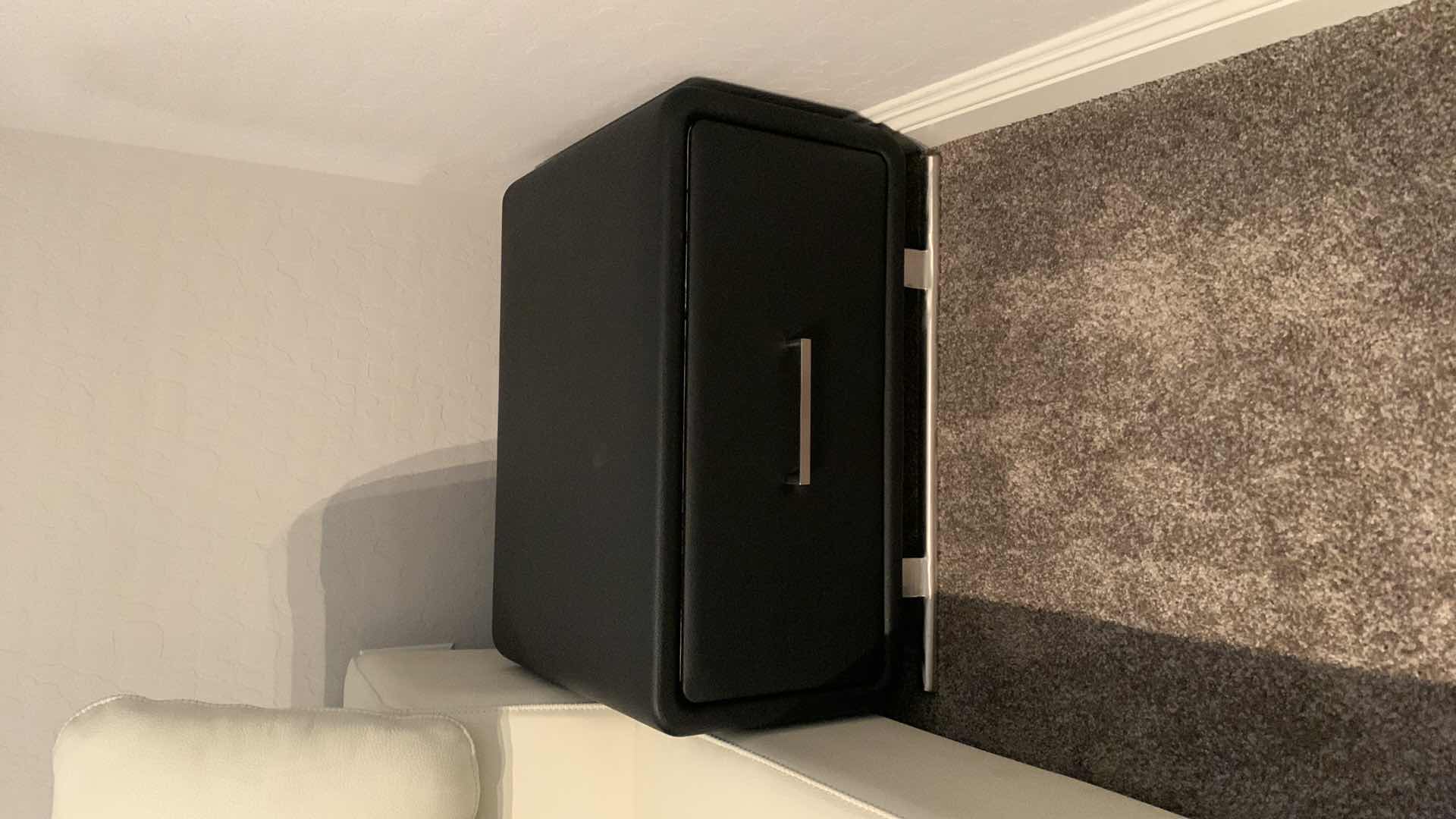 Photo 5 of BLACK FAUX LEATHER AND CHROME LOW NIGHTSTAND, 22.5” x 16”x H13.5”