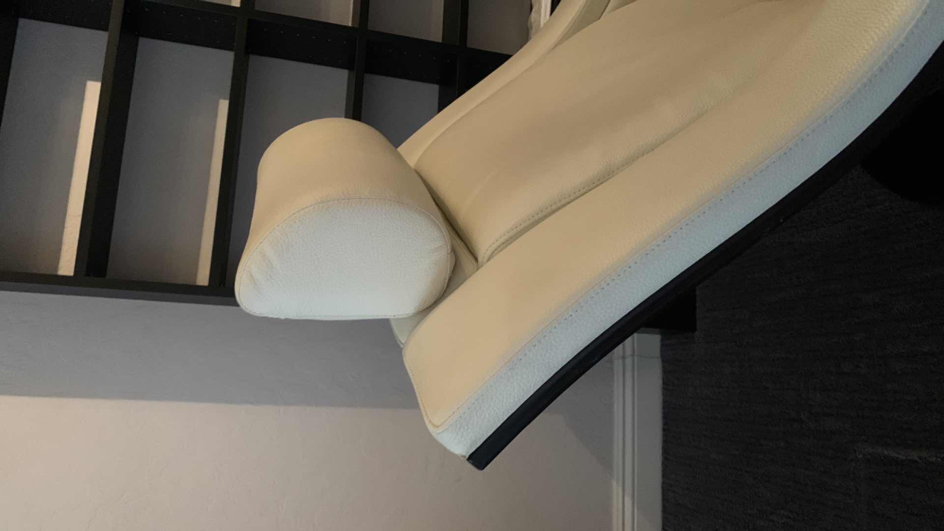 Photo 9 of MODERN DESIGNER CREAM LEATHER SWIVEL LOUNGE CHAIR W MATCHING OTTOMAN