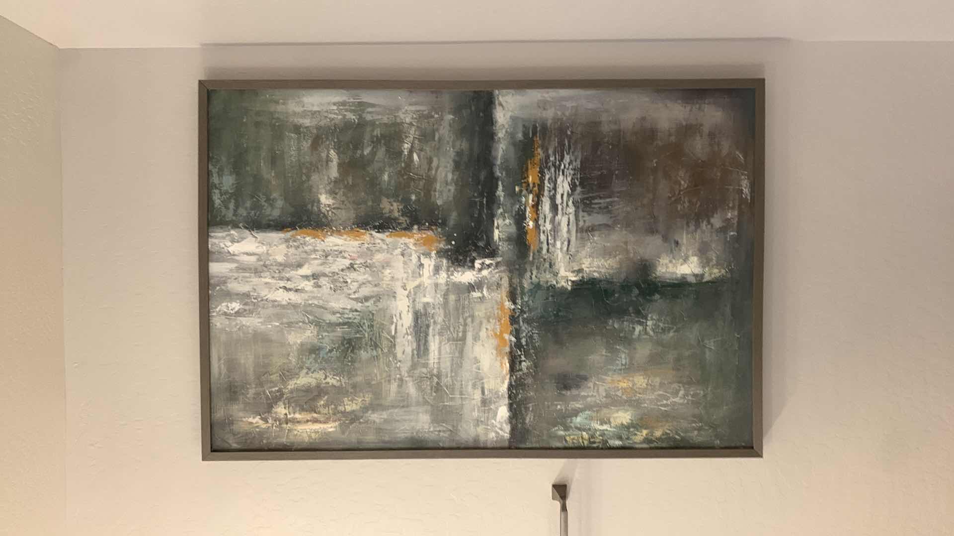 Photo 1 of WOOD FRAMED ABSTRACT ARTWORK 41.5” x 62”