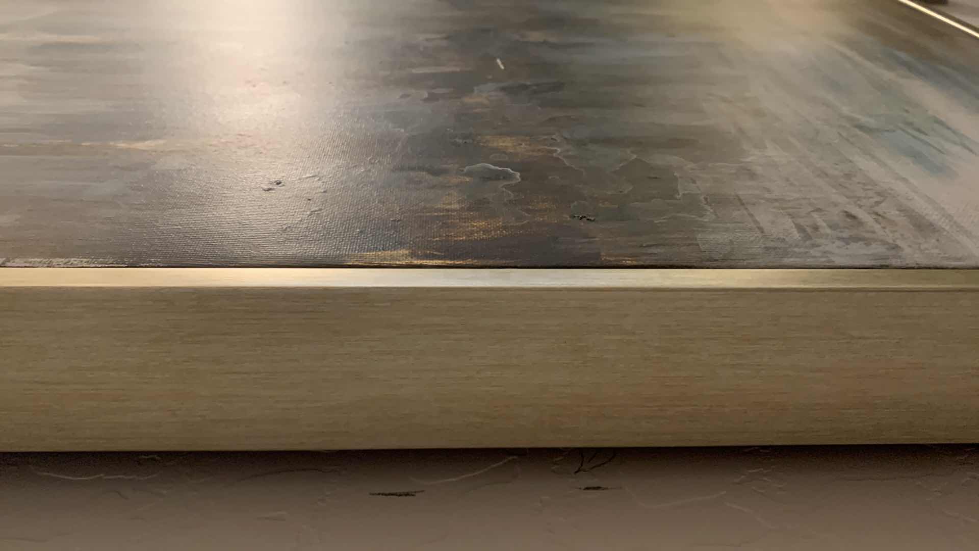 Photo 1 of 2- SILVER FRAMED "ABSTRACT" ARTWORKS 13” x 33”