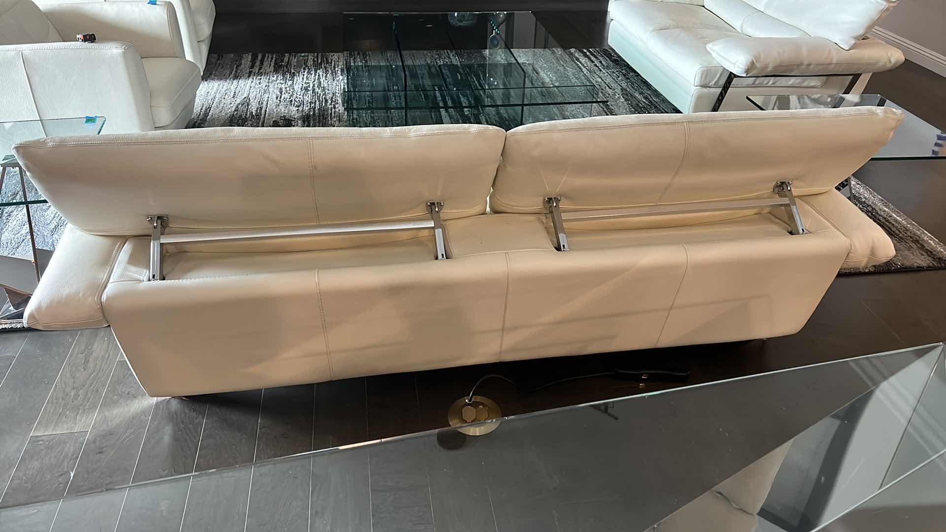 Photo 1 of DESIGNER ROCHE BOBOIS CREAM LEATHER SOFA 92” x 40”