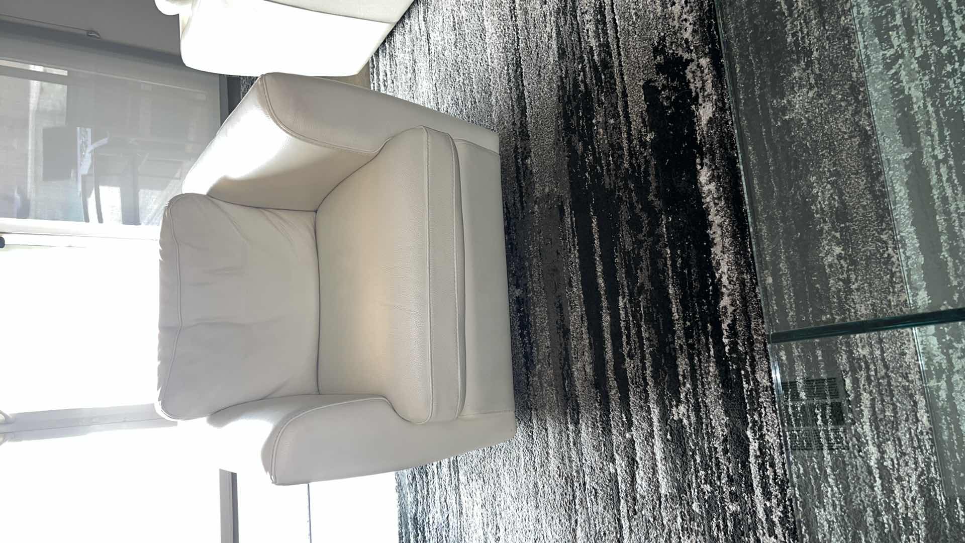 Photo 6 of ROCHE BOBOIS CREAM LEATHER SWIVEL CLUB CHAIR