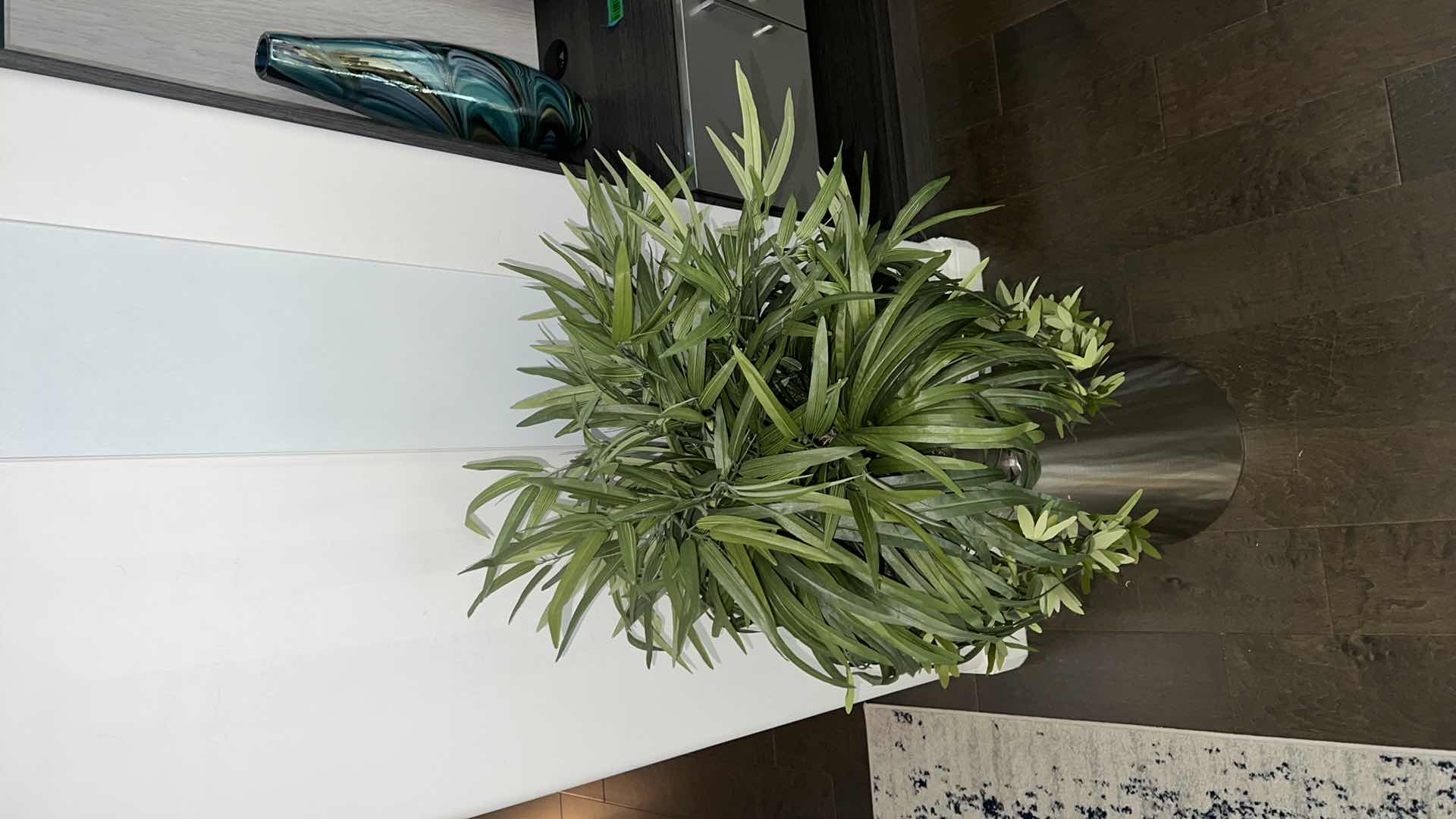 Photo 1 of FAUX PLANT IN CHROME VASE H4’