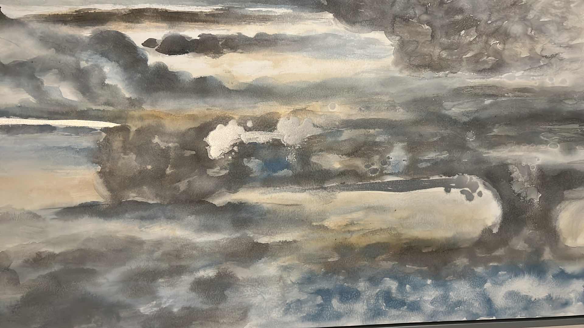 Photo 1 of SILVER FRAMED “ABSTRACT” CANVAS ARTWORK 50” x 74”