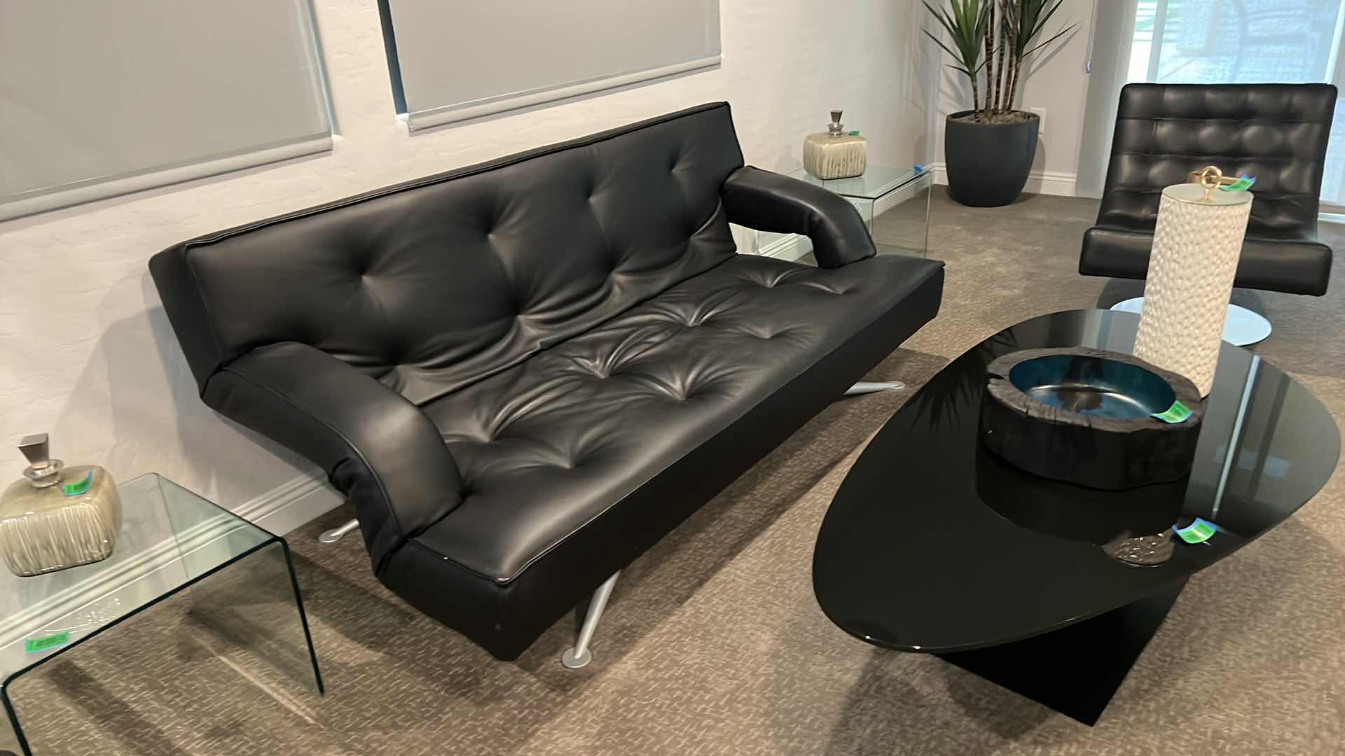 Photo 3 of FUTURA BLACK LEATHER SOFA W74”