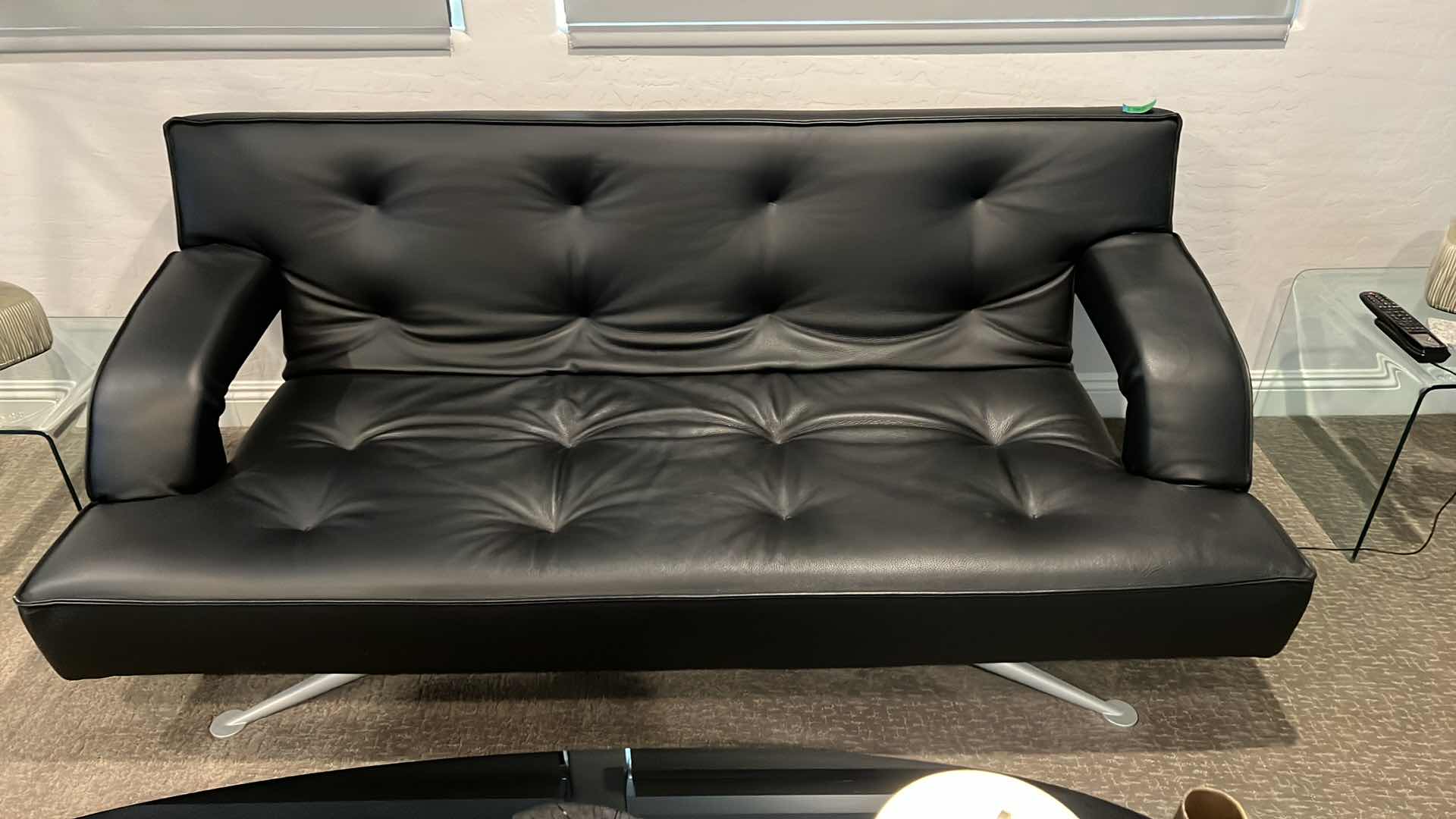 Photo 1 of FUTURA BLACK LEATHER SOFA W74”