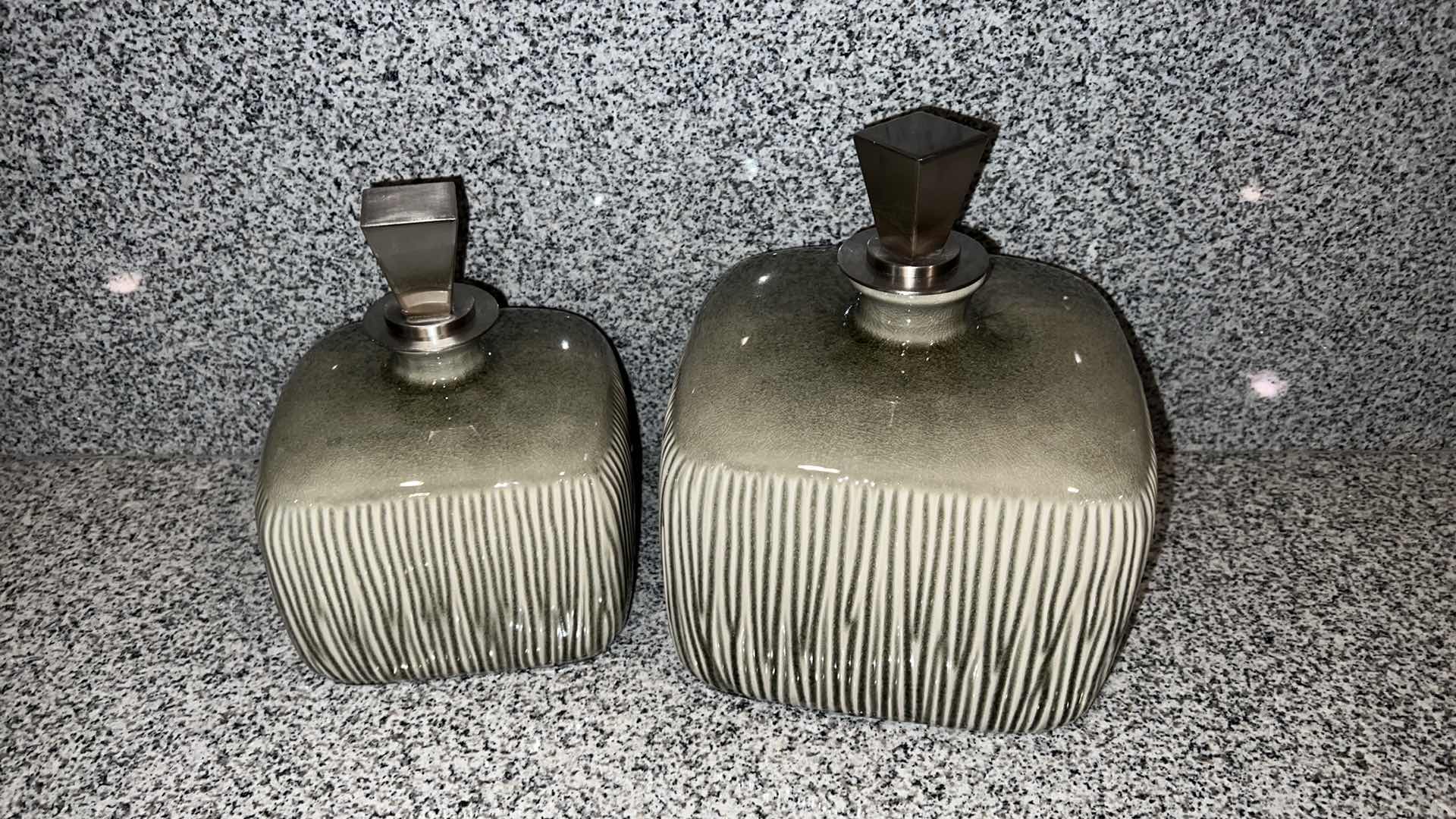 Photo 1 of SET OF 2-UTTERMOST CAYSON UMBER BROWN GLAZE BOTTLES