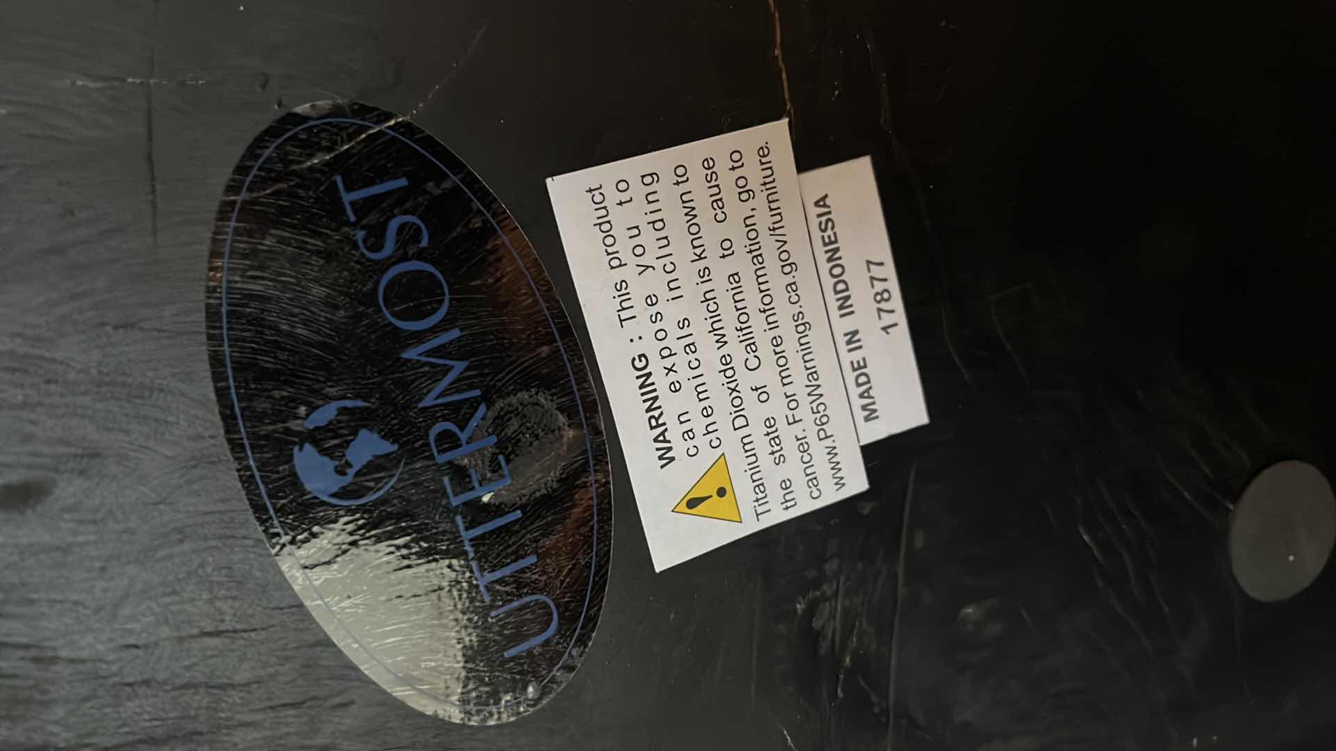 Photo 1 of 15” ROUND UTTERMOST BLACK TREE TRUNK WOOD BOWL W TURQUOISE LINING