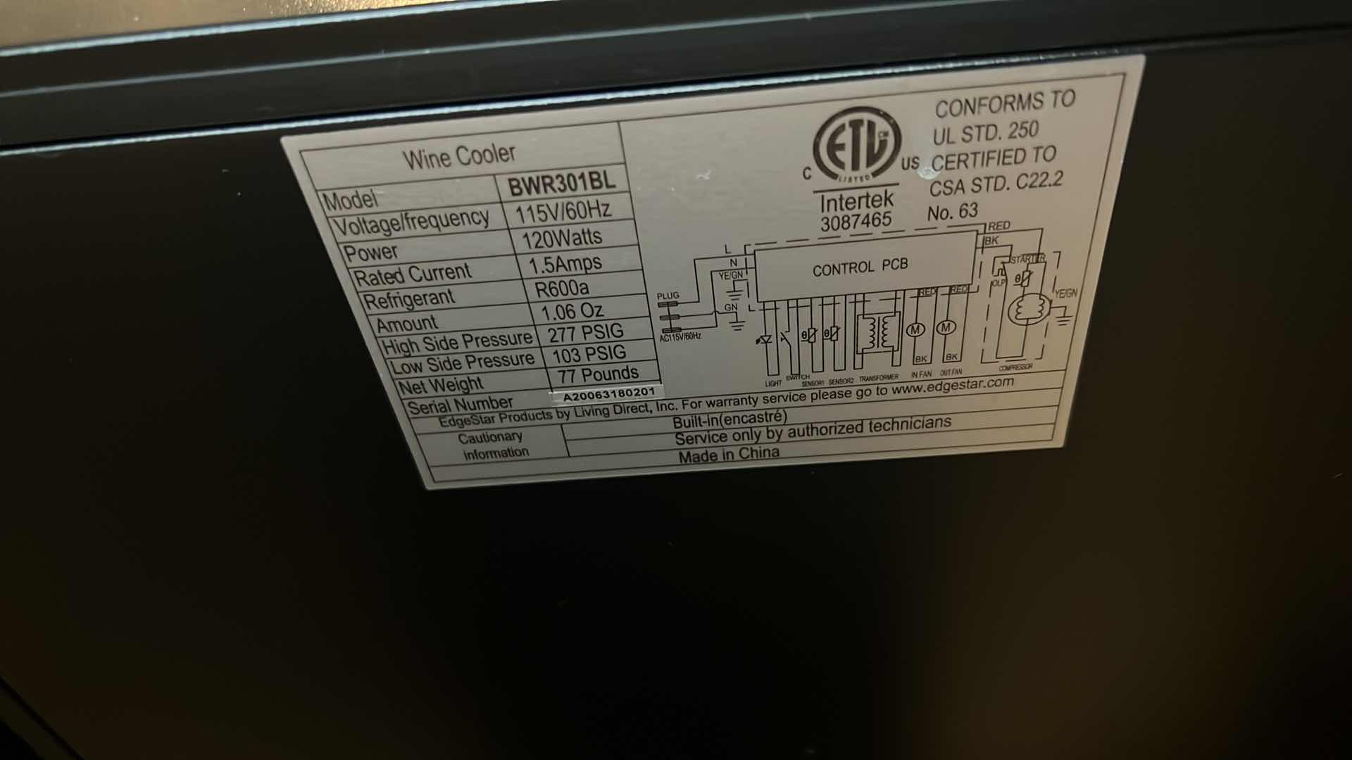 Photo 9 of EDGESTAR BLACK WINE REFRIGERATOR