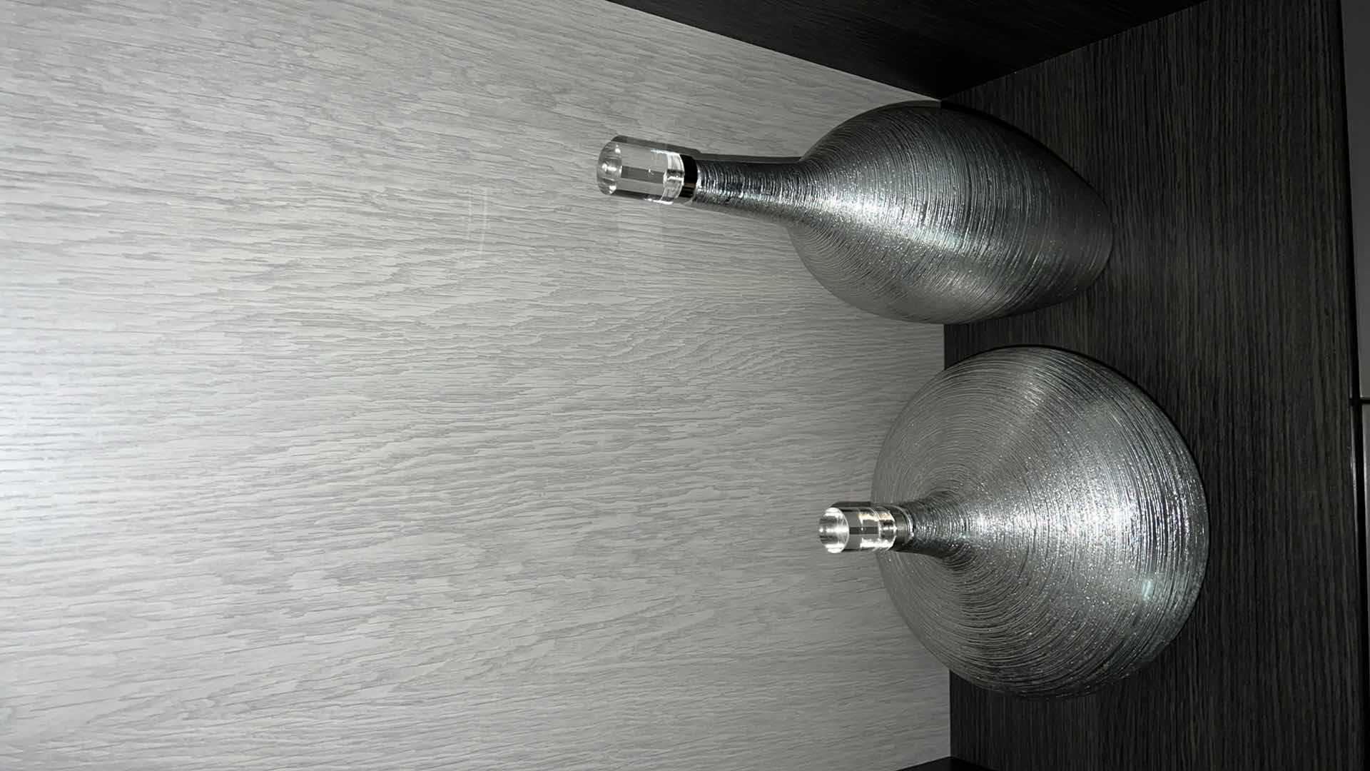 Photo 1 of 2-UTTERMOST GATSBY BOTTLES SILVER LEAF W CRYSTAL AND BRUSHED NICKEL ACCENTS