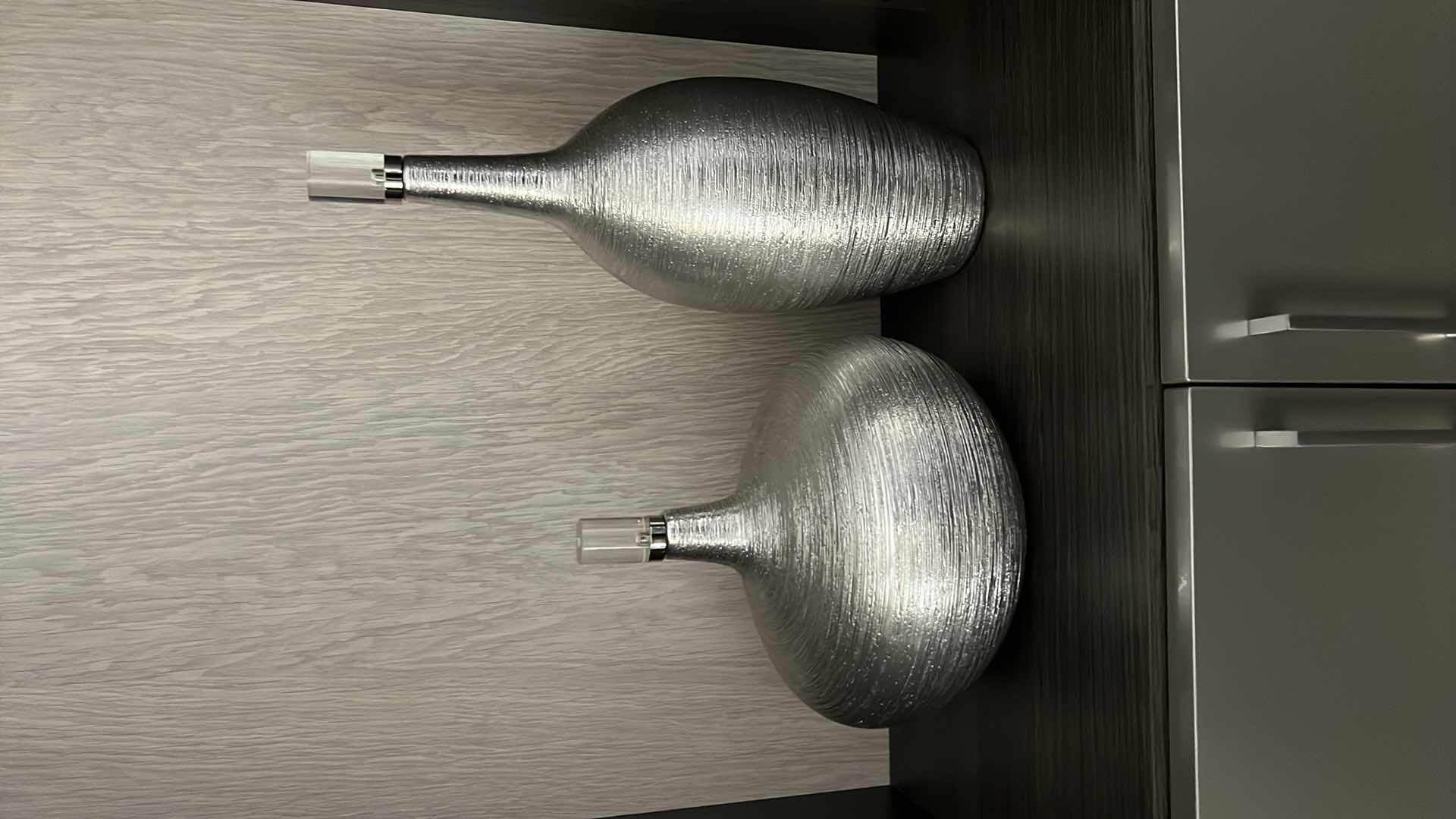 Photo 1 of 2-UTTERMOST GATSBY BOTTLES SILVER LEAF W CRYSTAL AND BRUSHED NICKEL ACCENTS