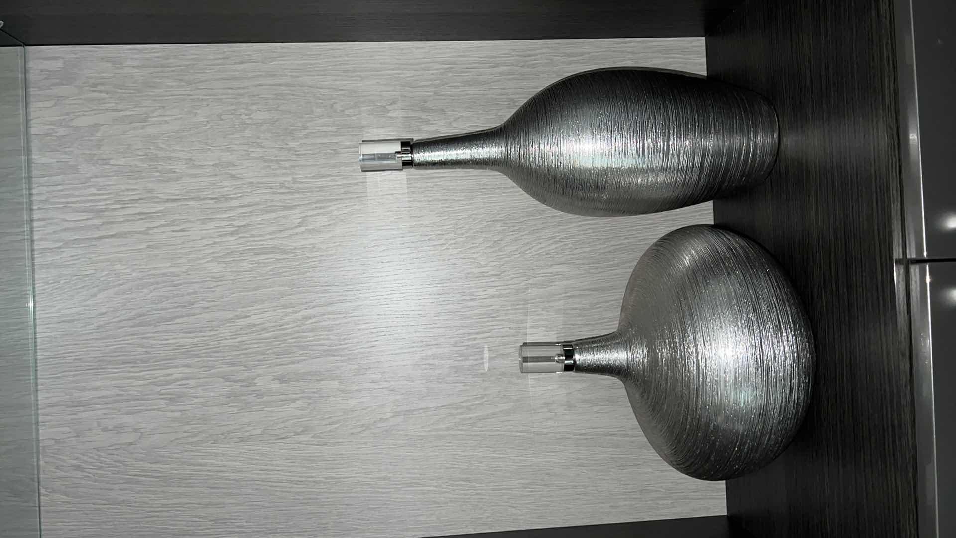 Photo 1 of 2-UTTERMOST GATSBY BOTTLES SILVER LEAF W CRYSTAL AND BRUSHED NICKEL ACCENTS