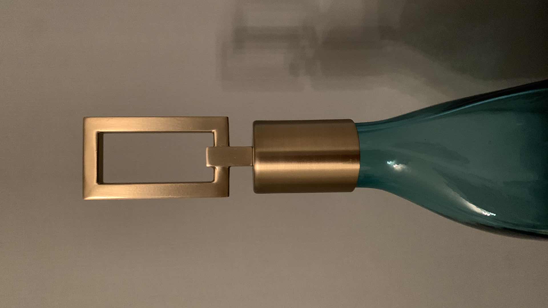 Photo 1 of  SET OF 2-UTTERMOST ANNABELLA TEAL GLASS BOTTLES H19” H15”