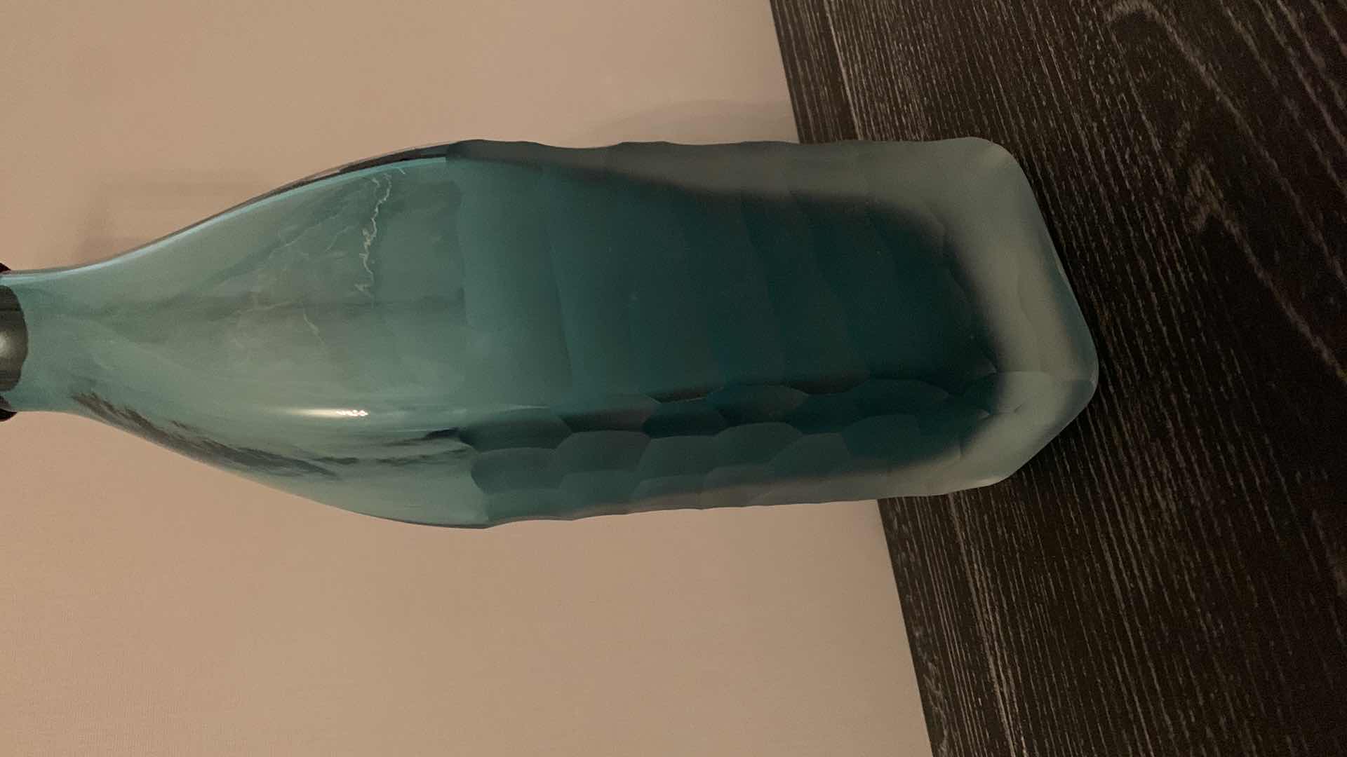 Photo 1 of  SET OF 2-UTTERMOST ANNABELLA TEAL GLASS BOTTLES H19” H15”