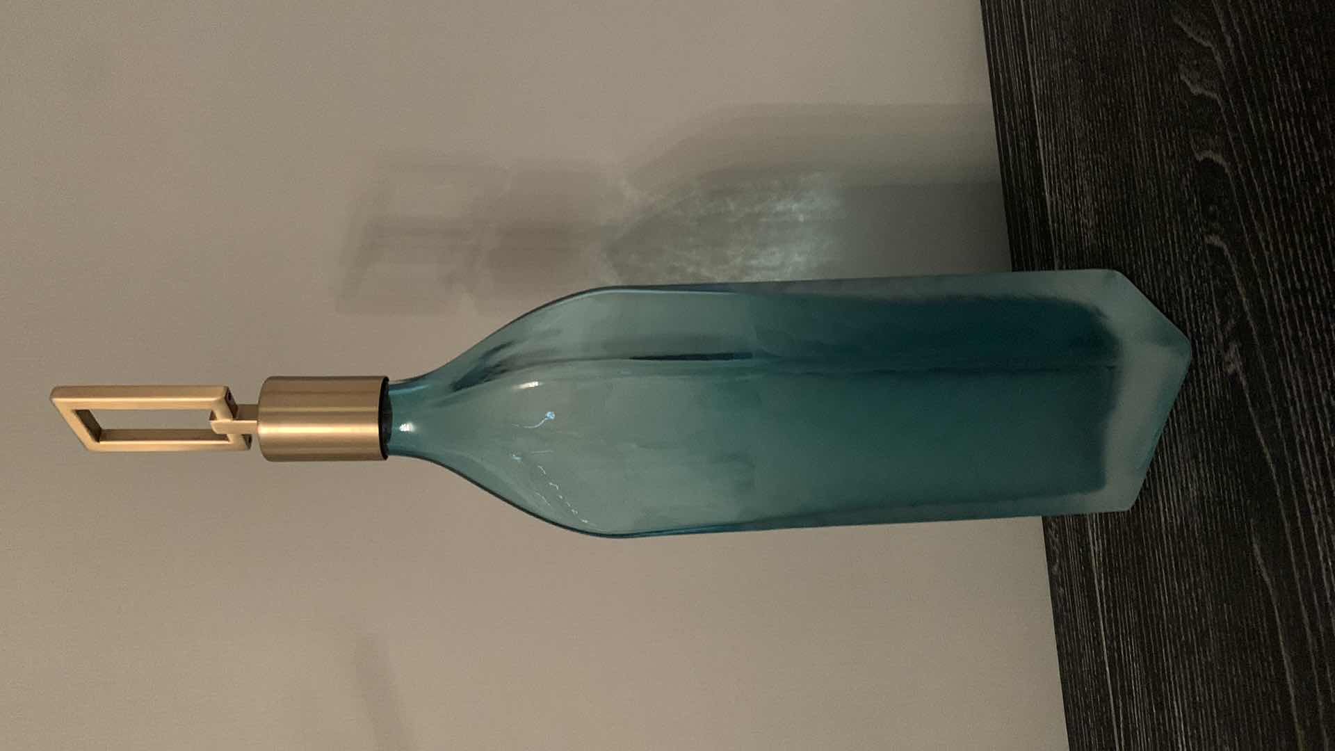 Photo 1 of  SET OF 2-UTTERMOST ANNABELLA TEAL GLASS BOTTLES H19” H15”