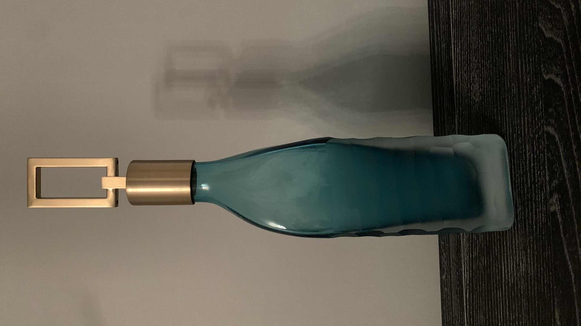 Photo 1 of  SET OF 2-UTTERMOST ANNABELLA TEAL GLASS BOTTLES H19” H15”