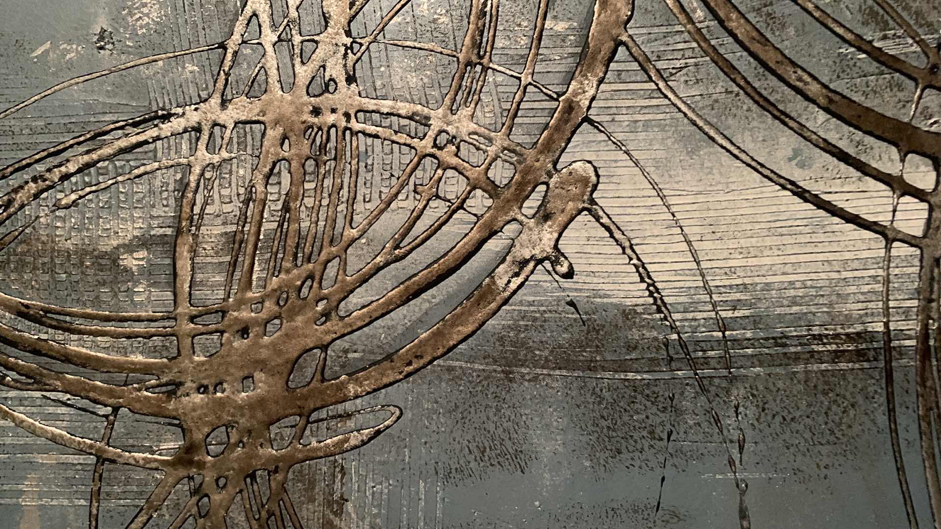 Photo 4 of FRAMED ARTWORK, BLUE WHITE SILVER TEXTURED ABSTRACT 46” x 46”