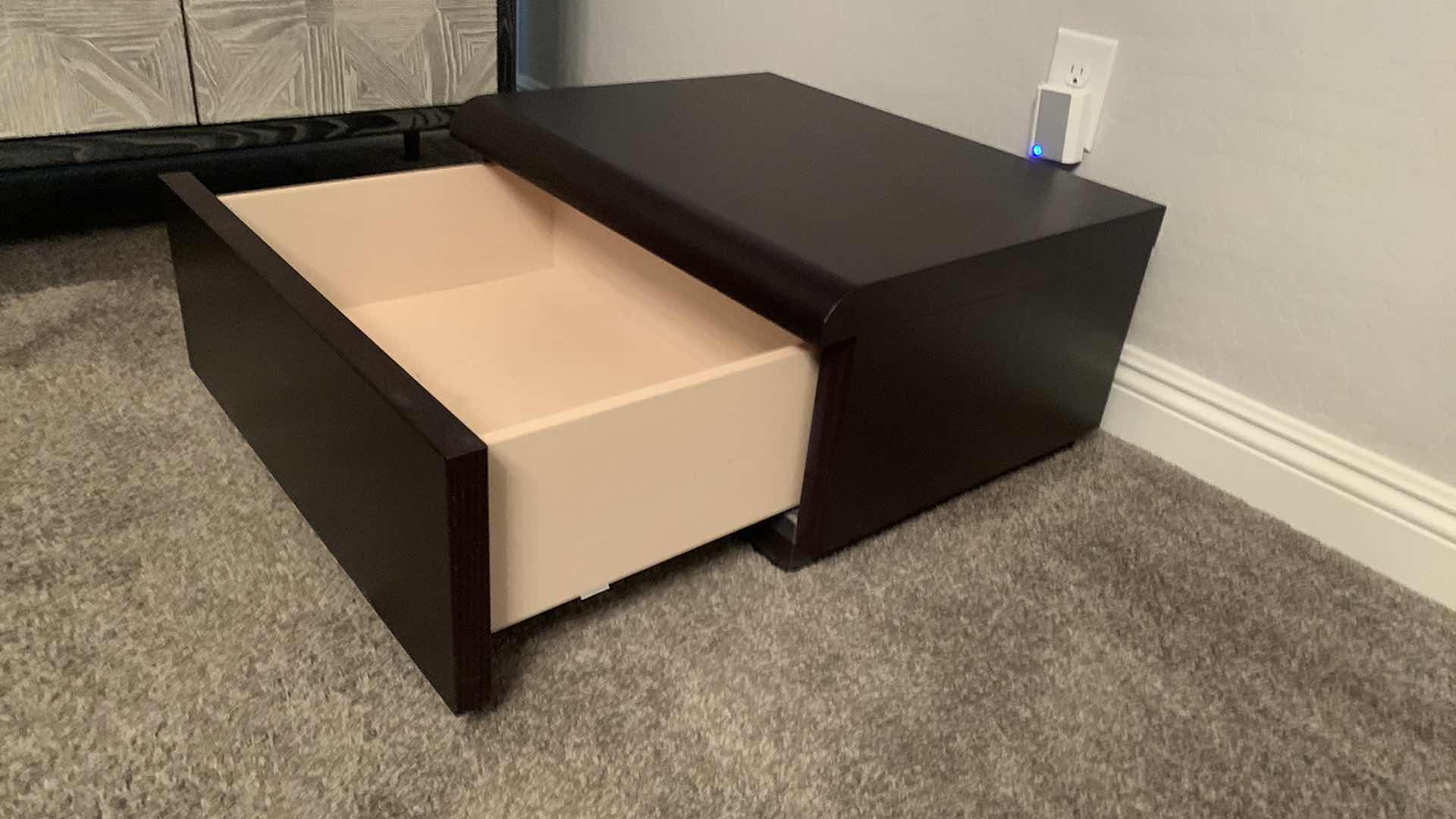 Photo 1 of HIGH-END DARK WOOD SINGLE DRAWER NIGHTSTAND 24.5” x 19” H12”