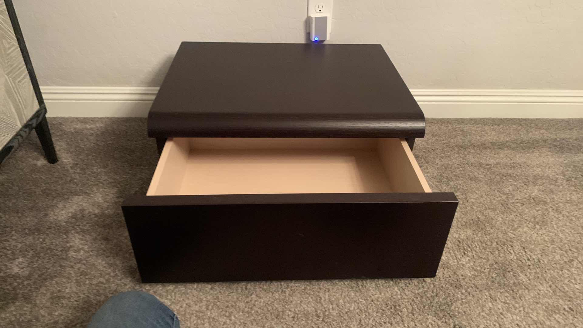 Photo 1 of HIGH-END DARK WOOD SINGLE DRAWER NIGHTSTAND 24.5” x 19” H12”