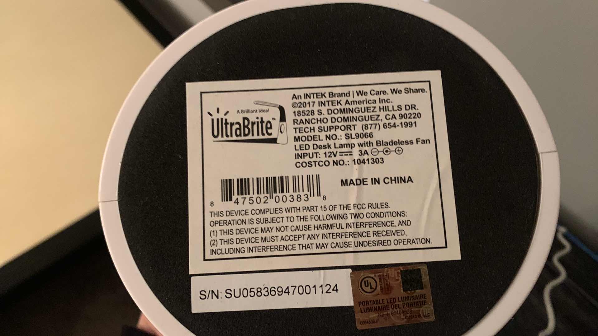 Photo 1 of ULTRABRITE ADJUSTABLE LED TABLE LAMP FAN W USB PORTS H27.5”