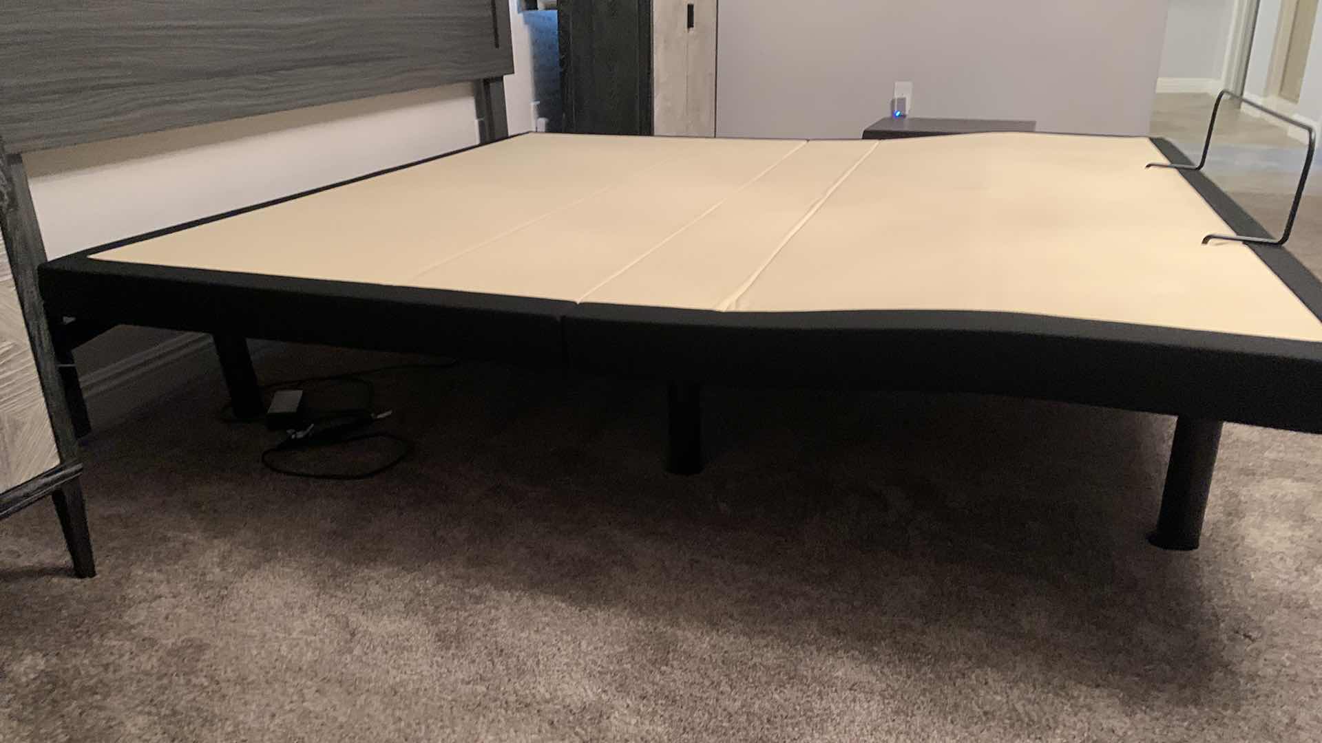 Photo 1 of KING GRAY WOOD TONE PLATFORM BED FRAME WITH HEADBOARD (NO MATTERESS)