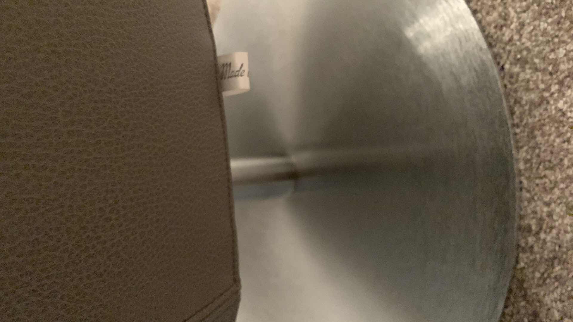 Photo 1 of DESIGNER ROCHE BOBOIS MADE IN ITALY GRAY LEATHER SWIVEL LOW SEATING OCCASIONAL CHAIR W METAL BASE