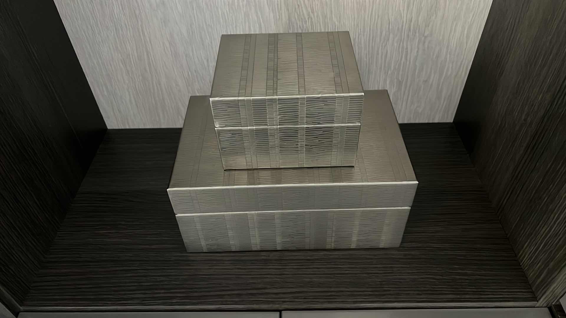 Photo 1 of 2-SILVER DECOR METAL STORAGE BOXES
