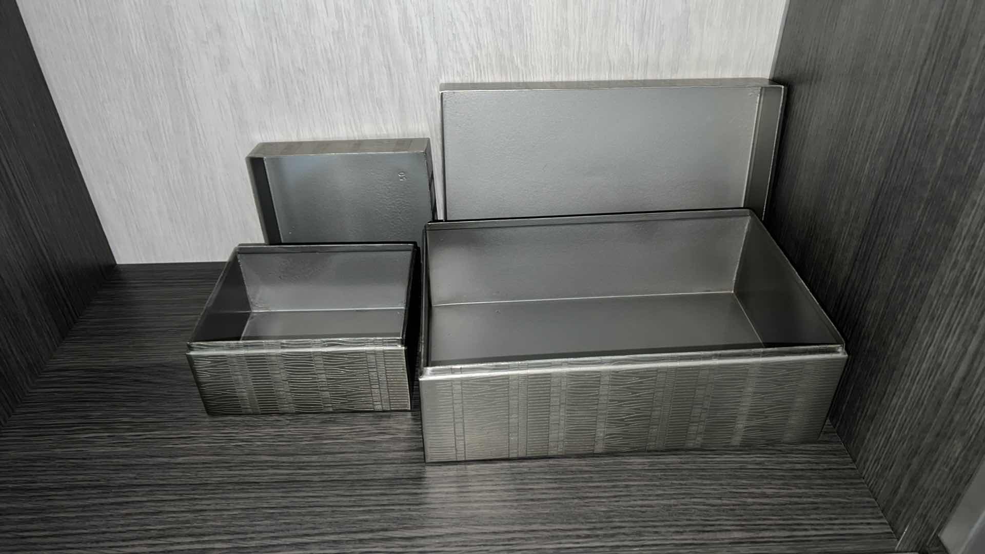 Photo 1 of 2-SILVER DECOR METAL STORAGE BOXES