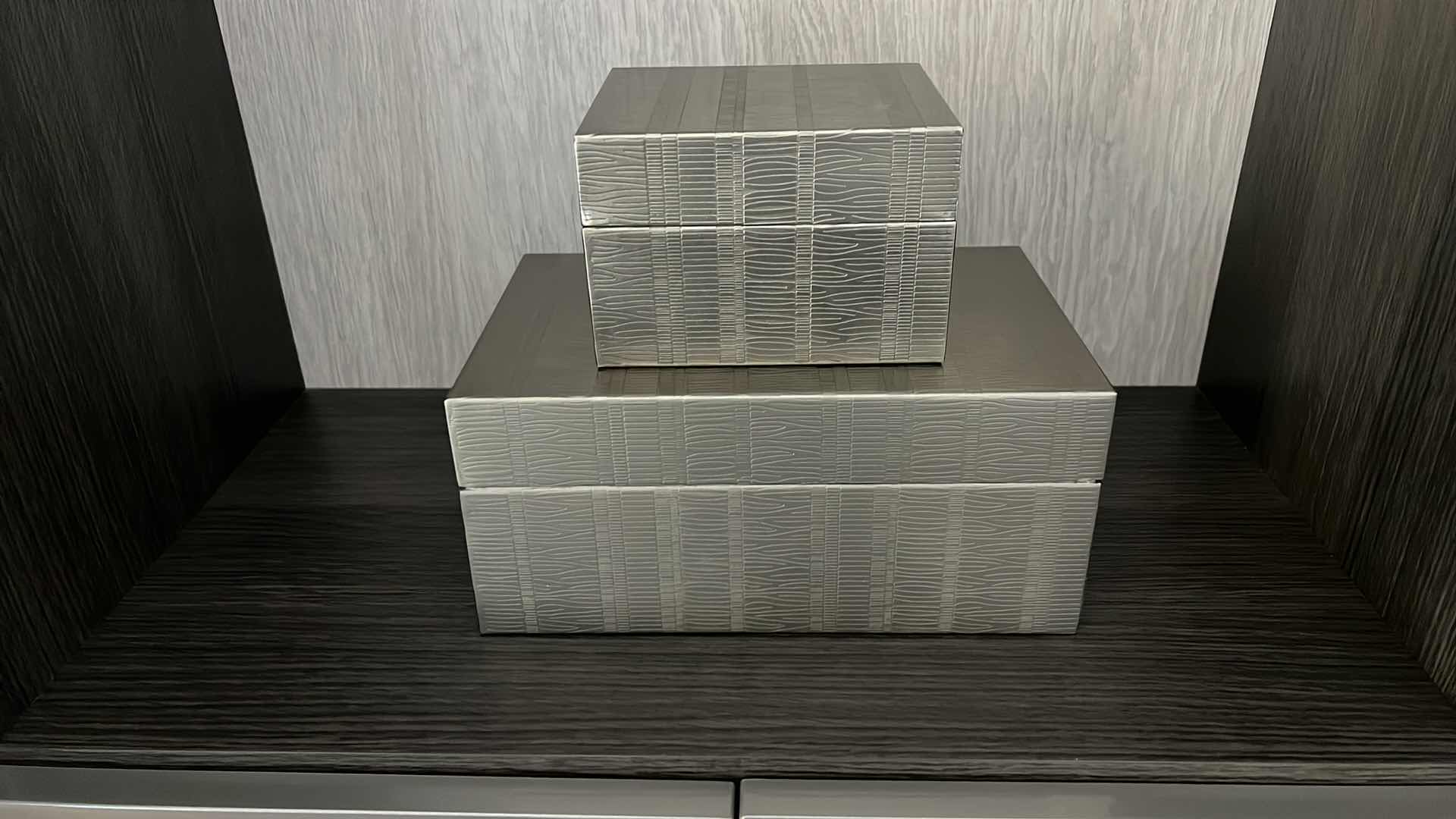 Photo 1 of 2-SILVER DECOR METAL STORAGE BOXES