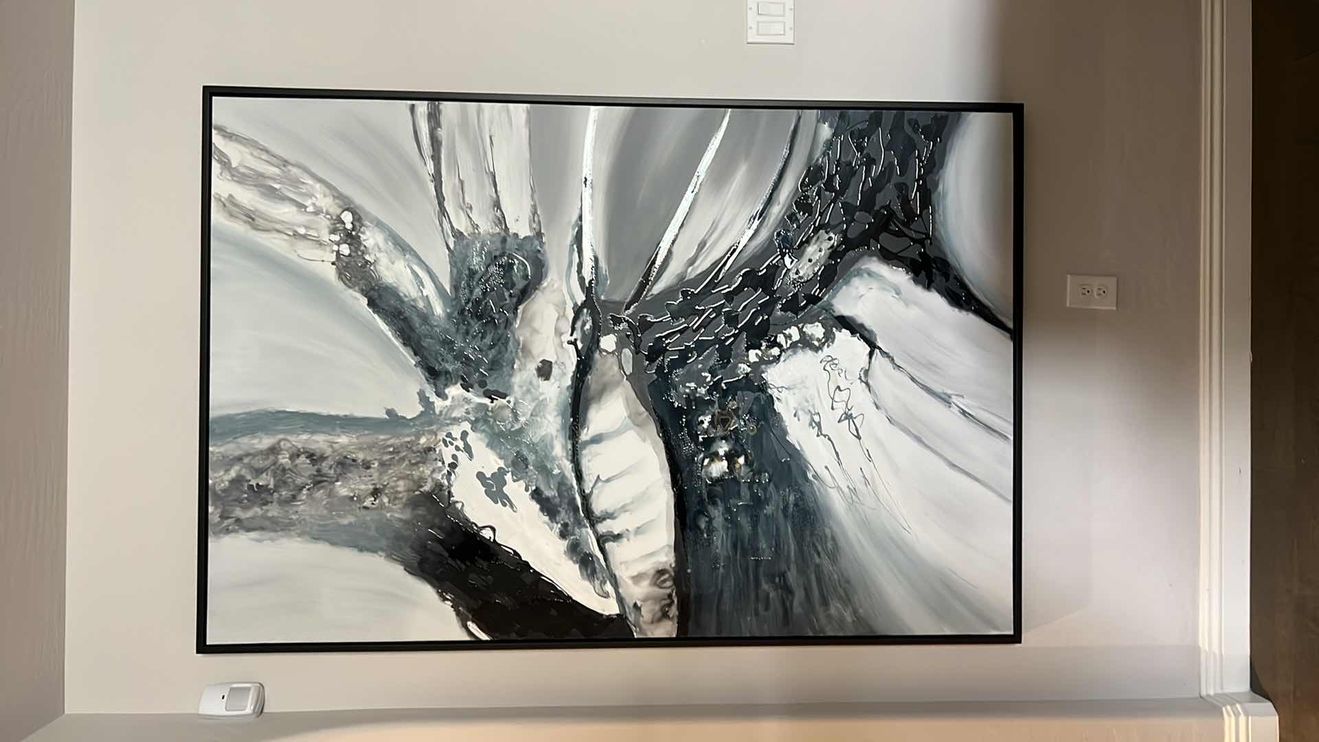 Photo 1 of FRAMED PAINTED CANVAS BLACK AND GREY ARTWORK 50” x 72”