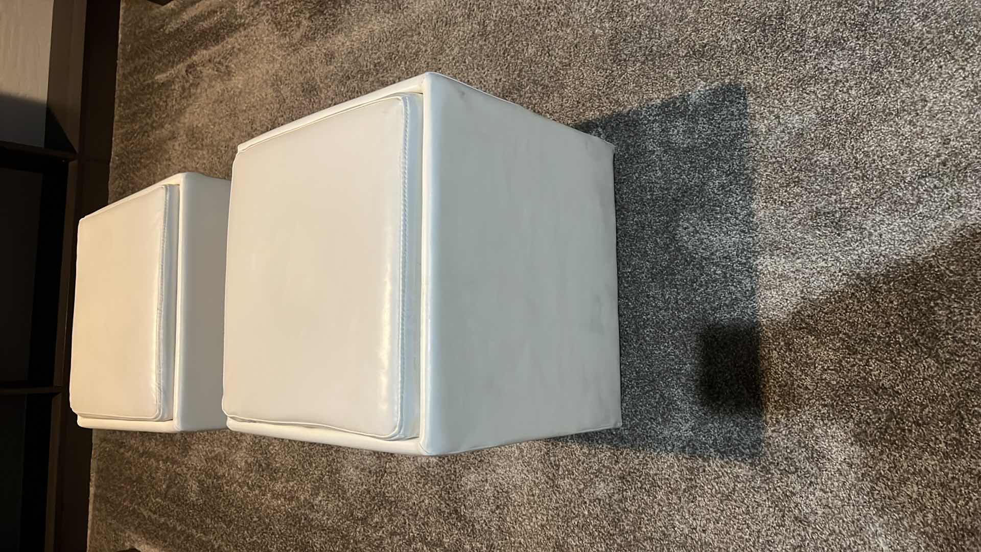 Photo 1 of 2-LEATHER CUBE STORAGE OTTOMANS 17.5” x 17.5” H17”