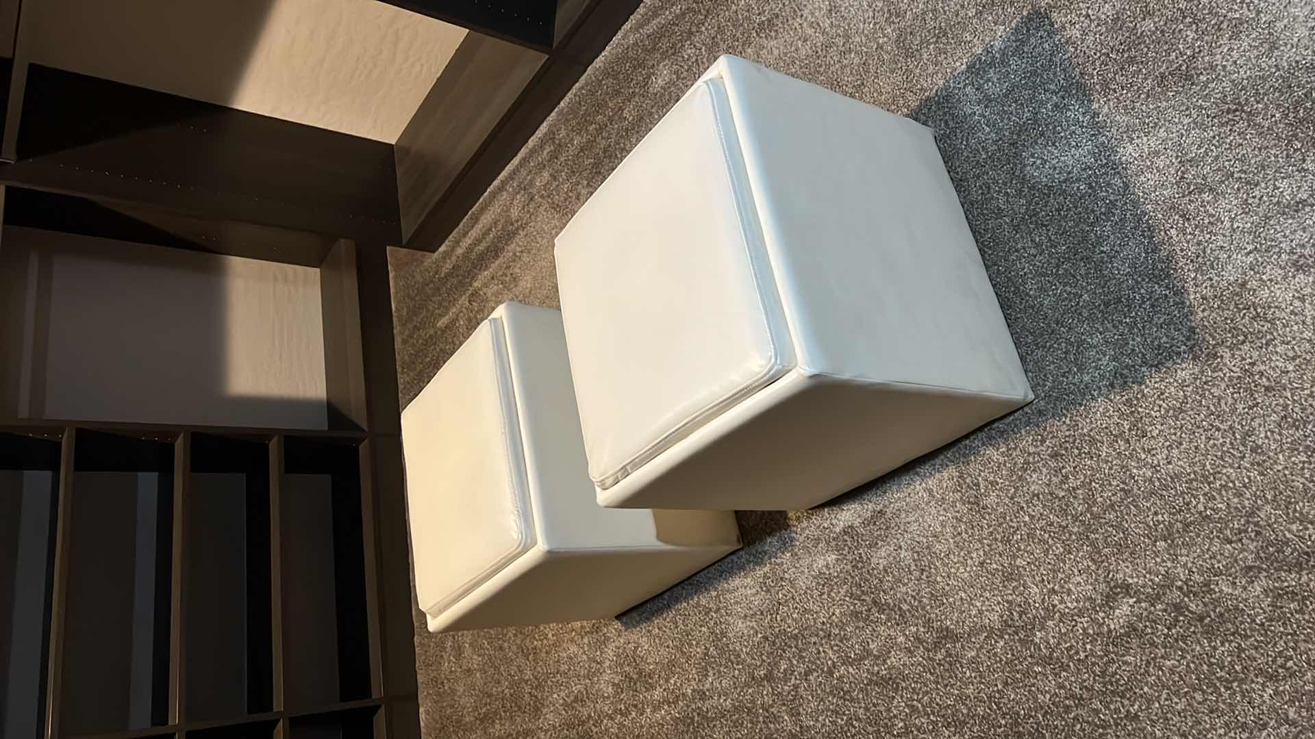 Photo 3 of 2-LEATHER CUBE STORAGE OTTOMANS 17.5” x 17.5  ” H17”