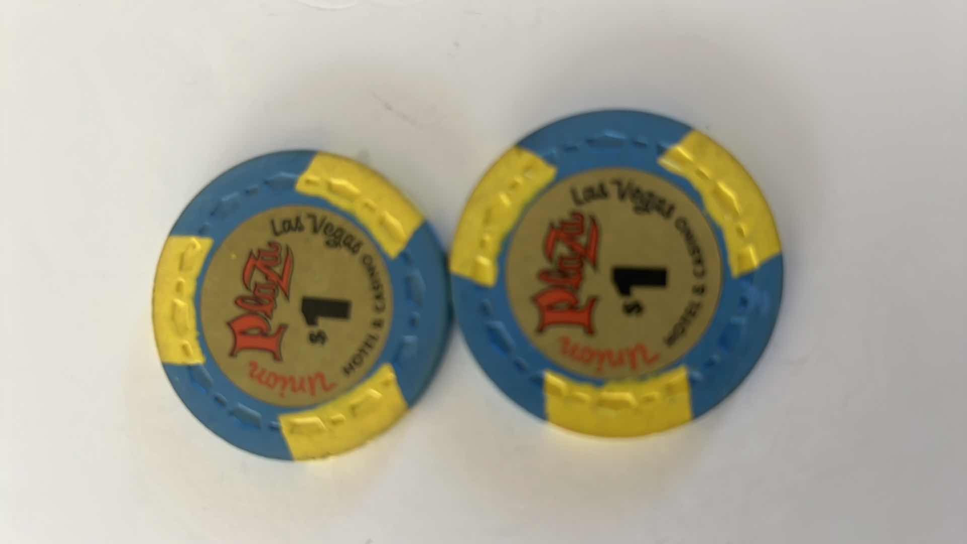 Photo 1 of 2-RARE $1 UNION PLAZA CASINO CHIPS