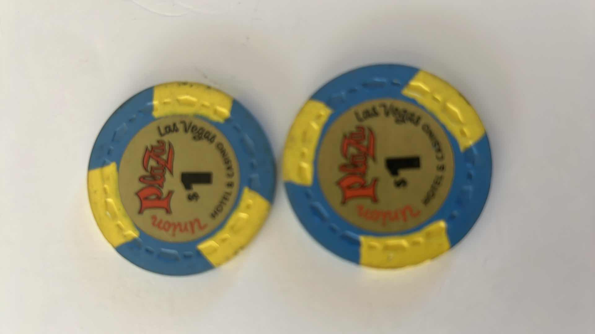 Photo 1 of 2-RARE $1 UNION PLAZA CASINO CHIPS