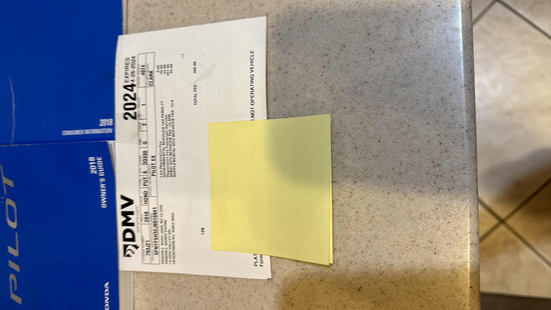 Photo 1 of 2018 WHITE HONDA PILOT W 6 CYL- MILEAGE 41575-(NO ORIGINAL TITLE, BUYER TO TITLE)