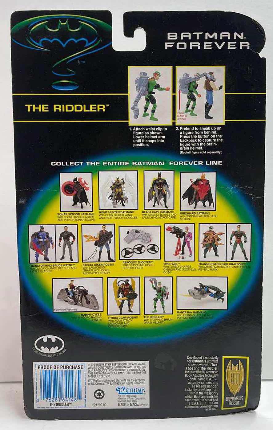 Photo 1 of NIB BATMAN FOREVER “THE RIDDLER WITH TRAPPING BRIAN - DRAIN HELMET- RETAIL PRICE $15.00