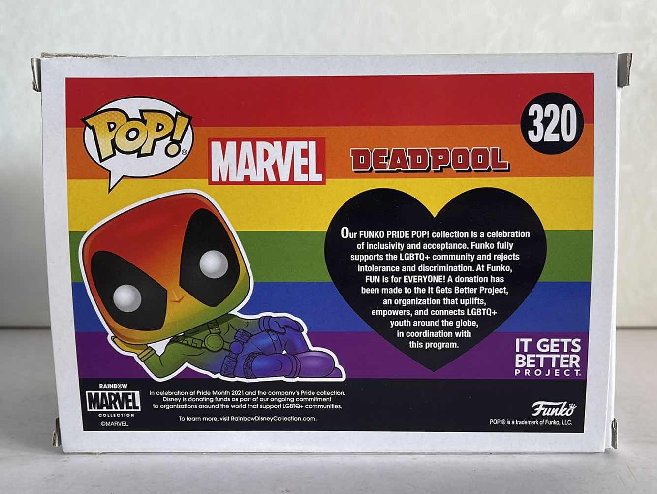 Photo 1 of NIB FUNKO POP MARVEL PRIDE RAINBOW SERIES DEADPOOL #320 - RETAIL PRICE $29.00