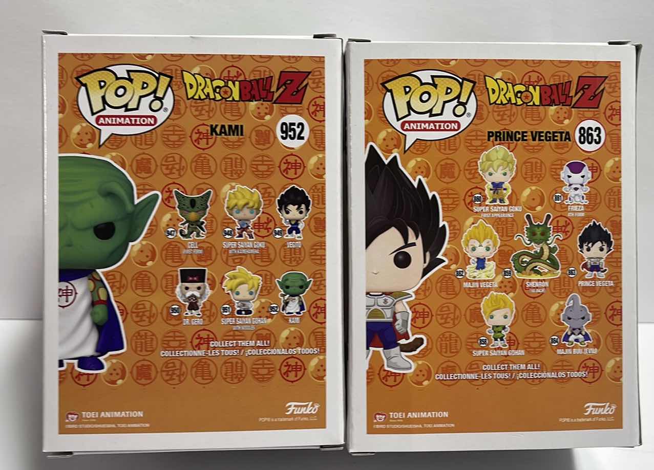 Photo 1 of NIB FUNKO POP ANIMATION SERIES DRAGON BALL Z “KAMI & PRINCE VEGETA -TOTAL RETAIL PRICE $26.99