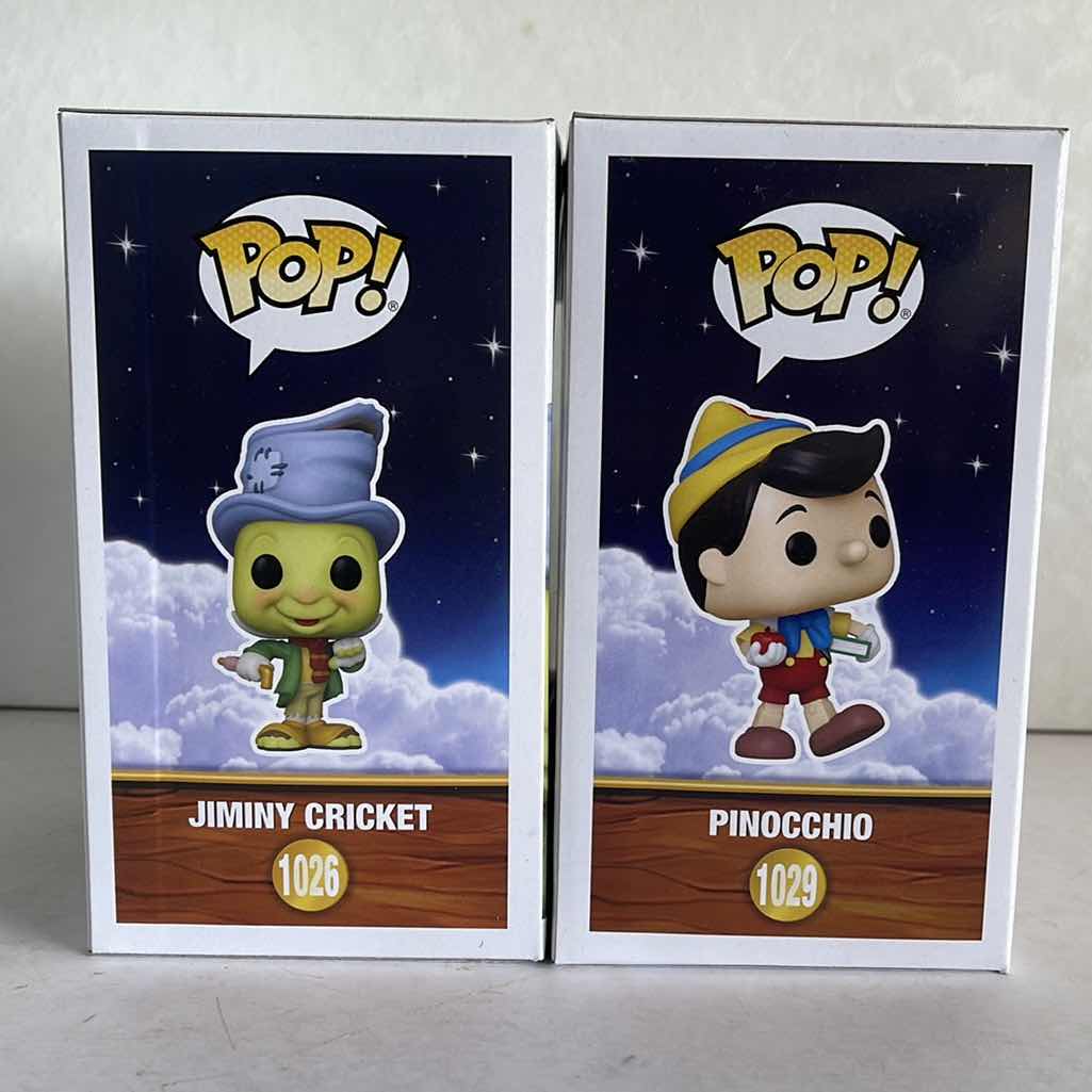Photo 1 of NIB FUNKO POP DISNEY PINOCCHIO SERIES PINOCCHIO#1029 & JIMINY CRICKET #1026 - RETAIL PRICE $32.99