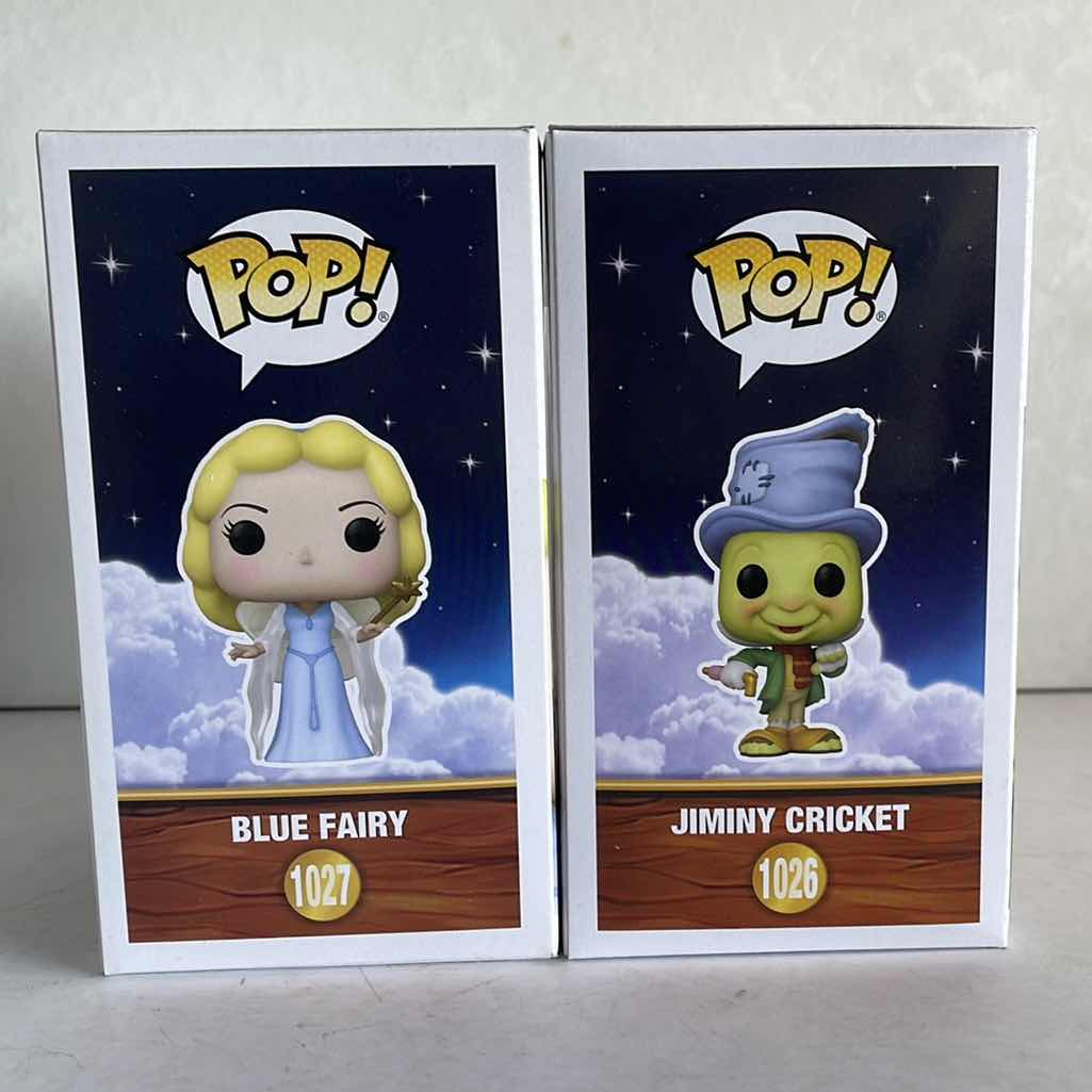 Photo 1 of NIB FUNKO POP DISNEY PINOCCHIO SERIES BLUE FAIRY #1027 & JIMINY CRICKET #1026 - RETAIL PRICE $35.99